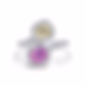 Кольцо с жёлтым и розовым сапфирами в белом золоте.