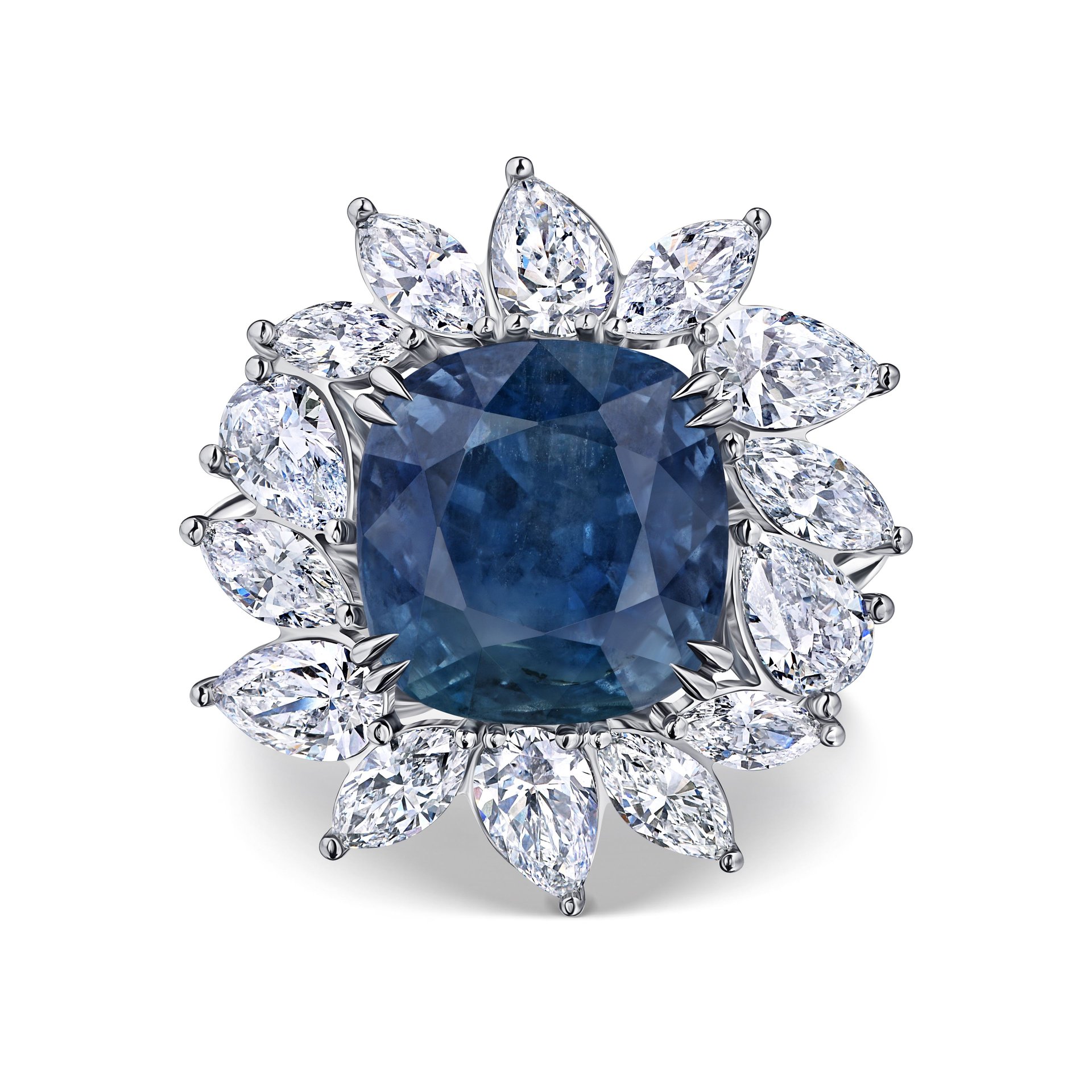 Кольцо из белого золота с сапфиром 20.25 карат крупный камень