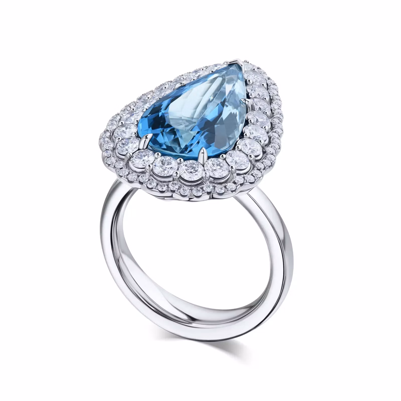 Ring with aquamarine "pear" 5.42 ct Santa Maria (No treatment) GRS