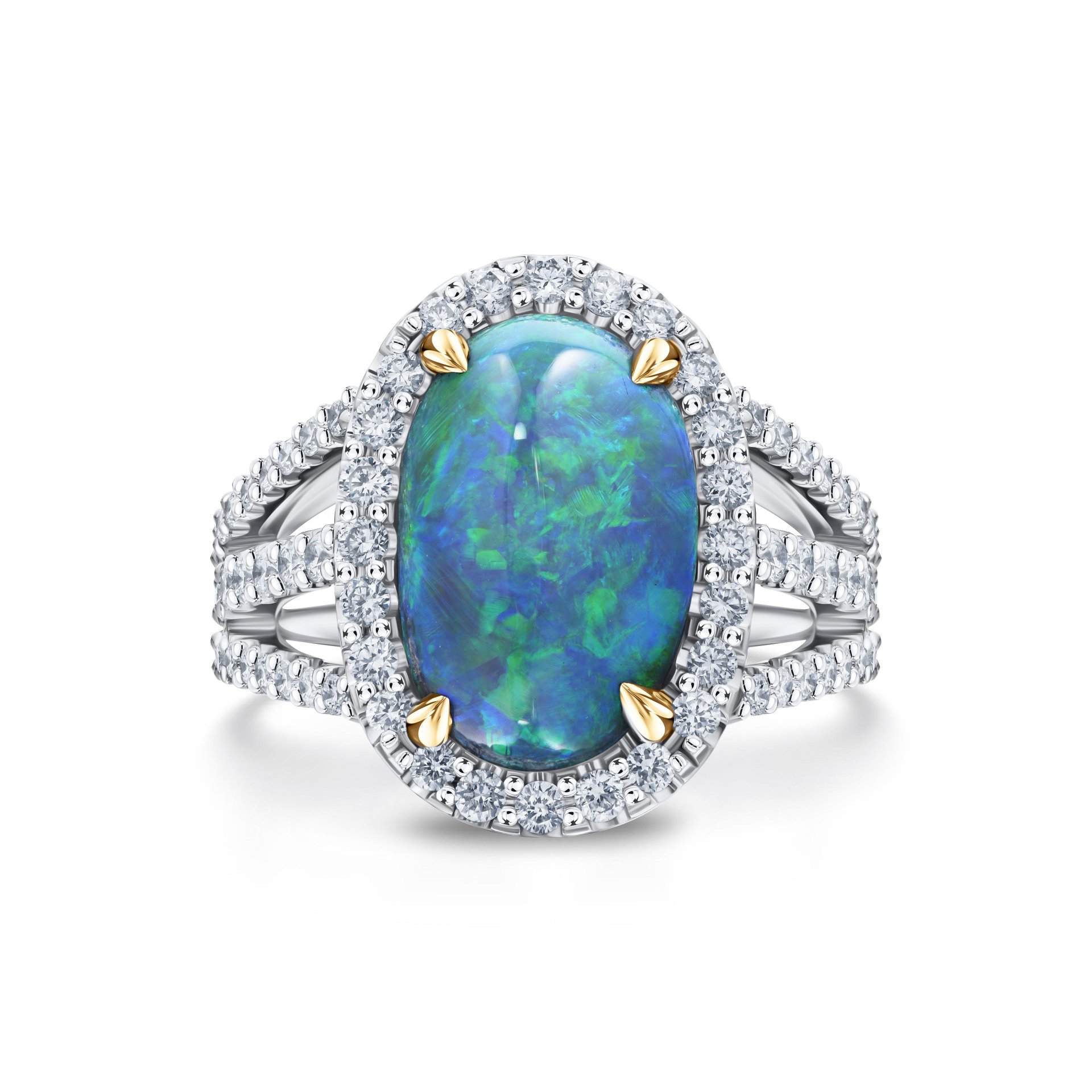 Кольцо с серым опалом 3.36 карат в белом золоте, дизайн Parure Atelier