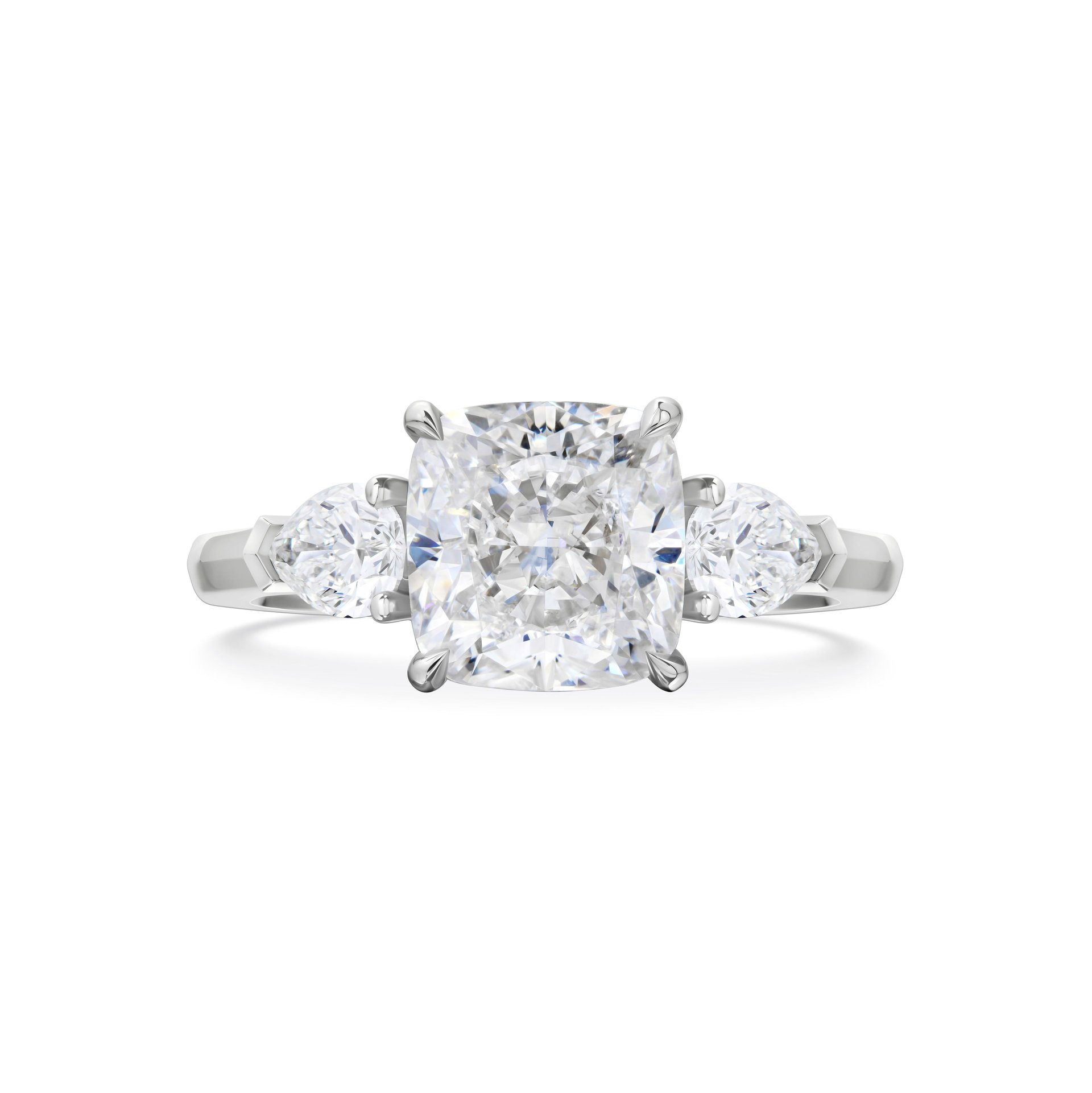 Кольцо с бриллиантом 3.02 карата в белом золоте, элегантный дизайн