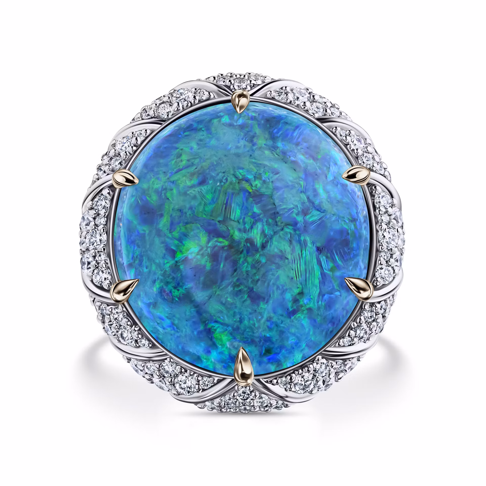 Кольцо с крупным опалом 18.08 карат в белом золоте от Parure Atelier