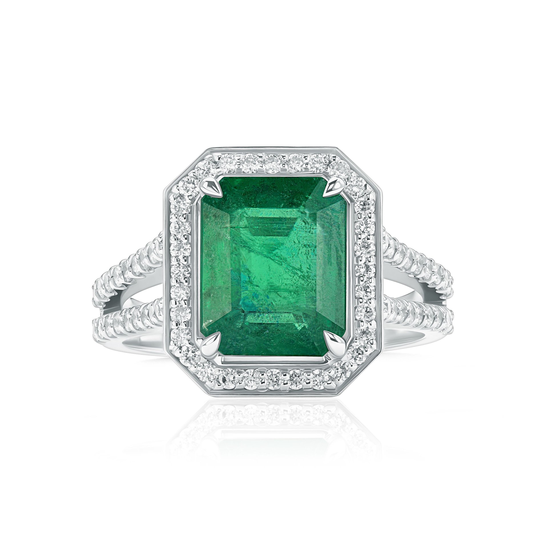 Кольцо с изумрудом 3 карат в белом золоте от Parure Atelier