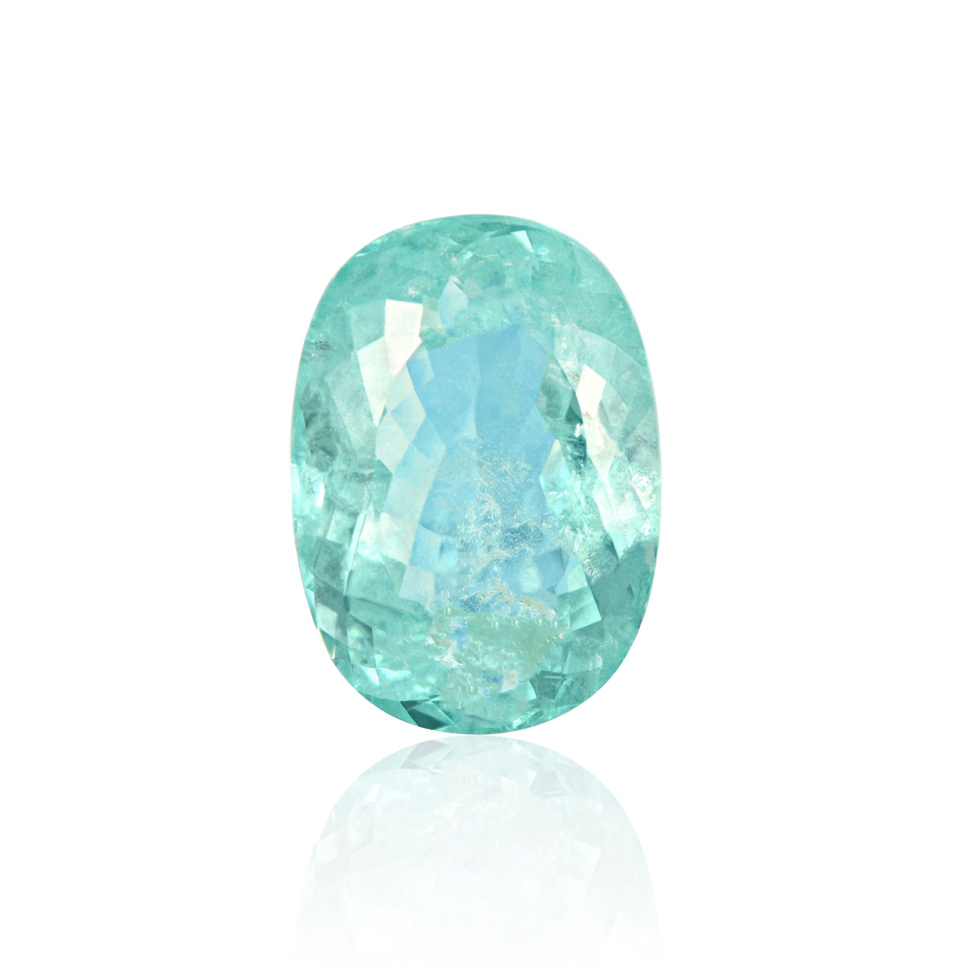 Турмалин Параиба 24.64 карата, яркий голубовато-зелёный камень