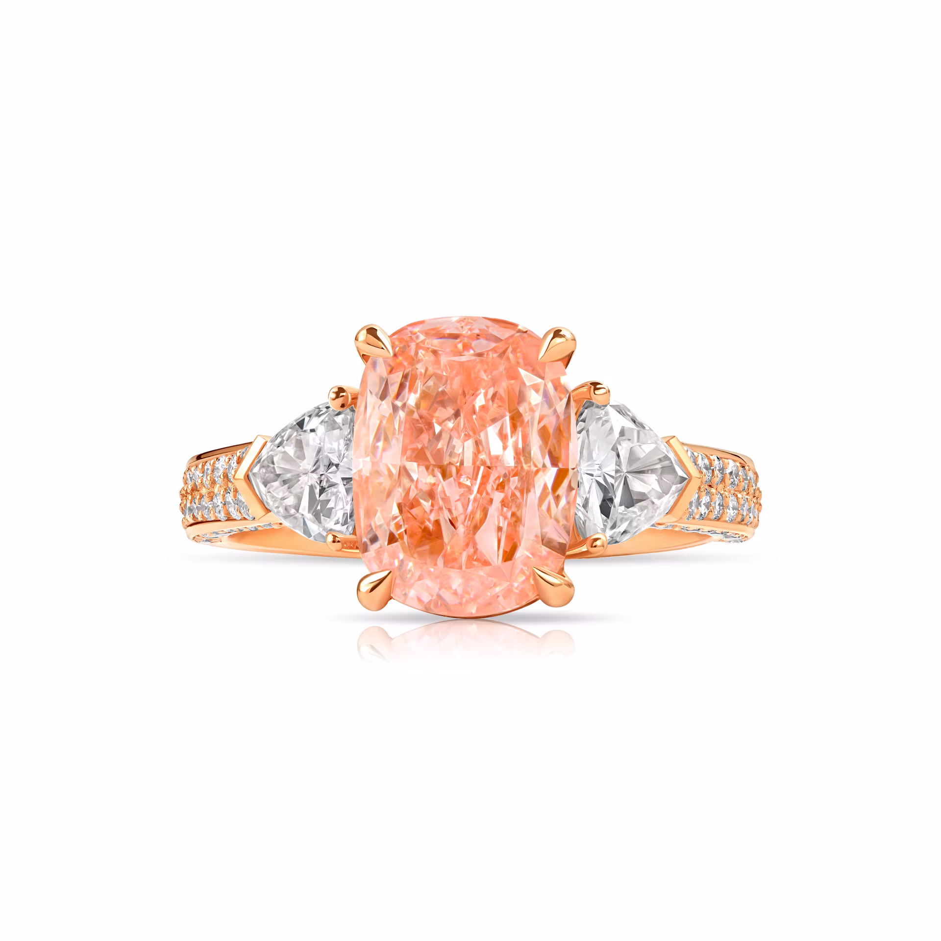 Кольцо с розовым бриллиантом 2.77 карат в жёлтом золоте