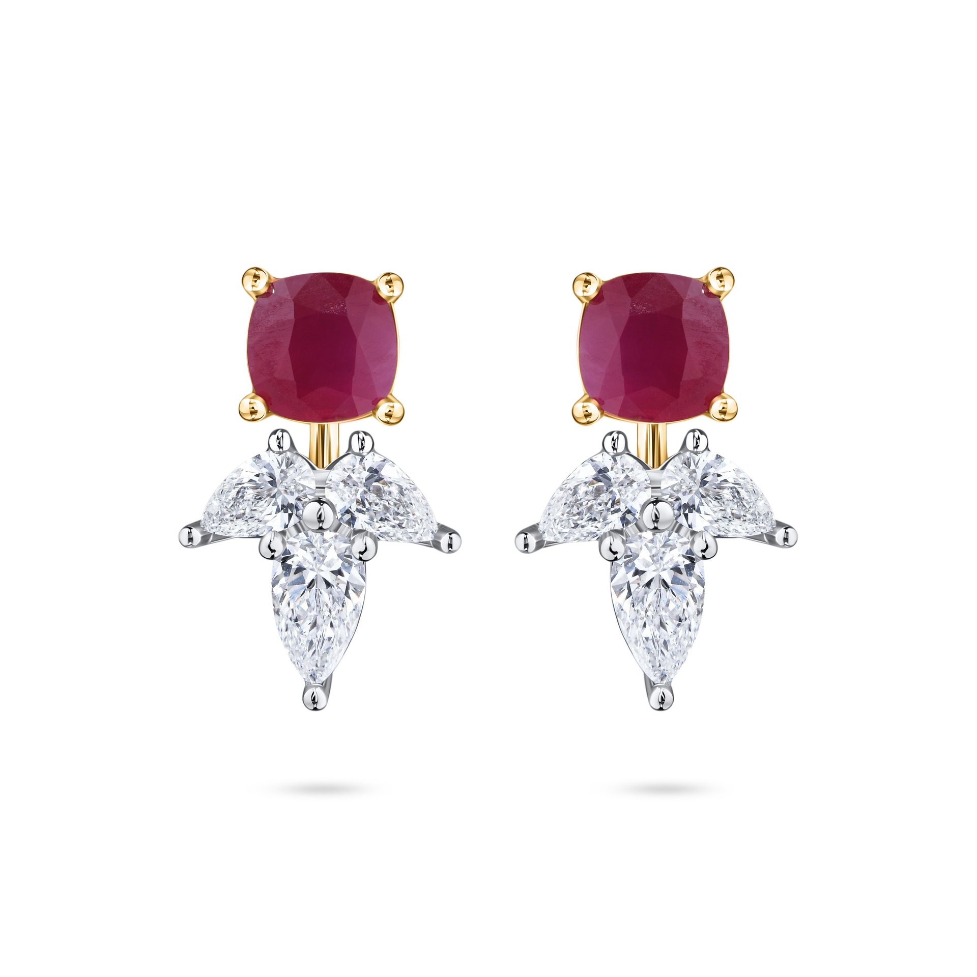 Пусеты из белого золота с рубинами 0.47 и 0.46 карата