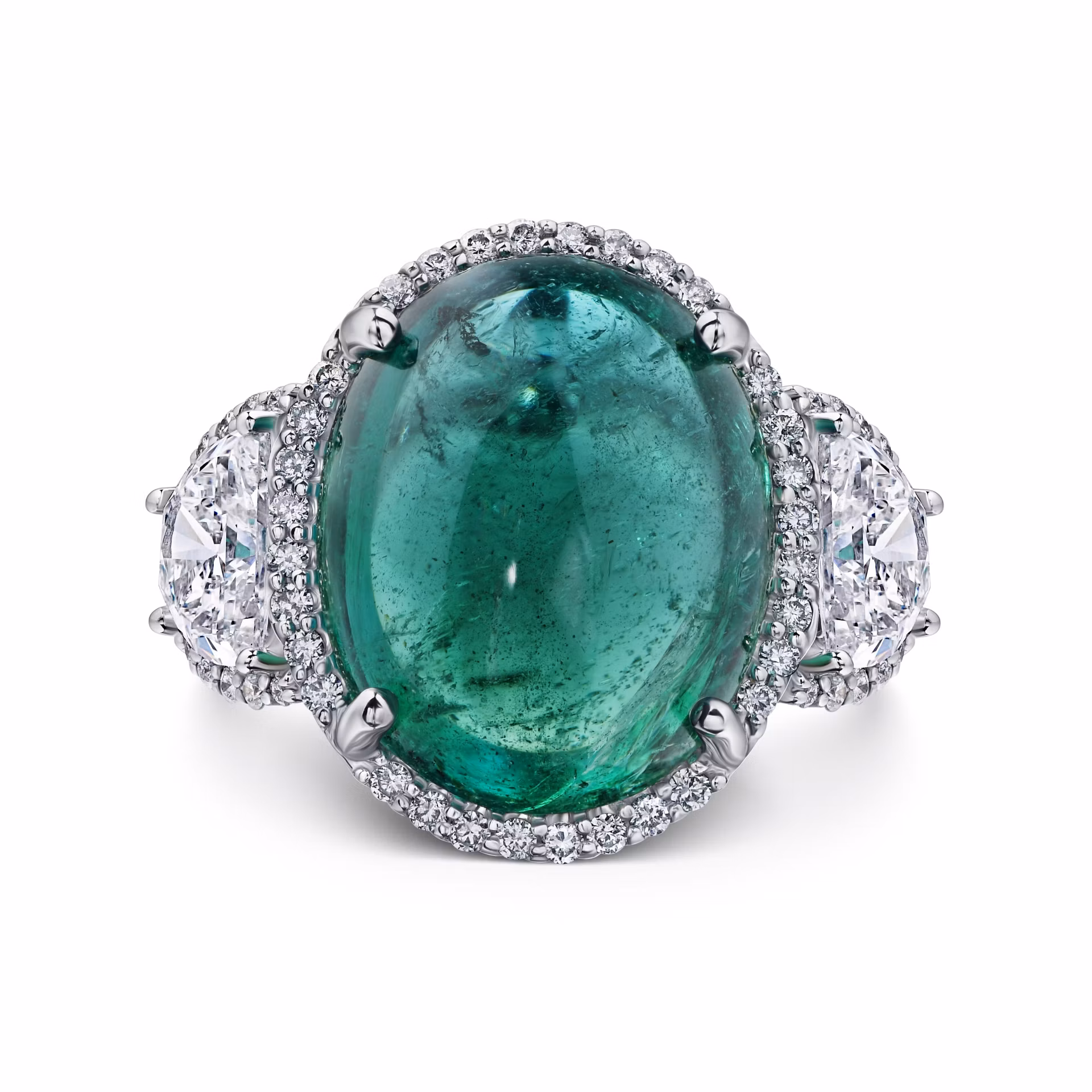 Кольцо с изумрудом 12.12 карат в белом золоте от Parure Atelier