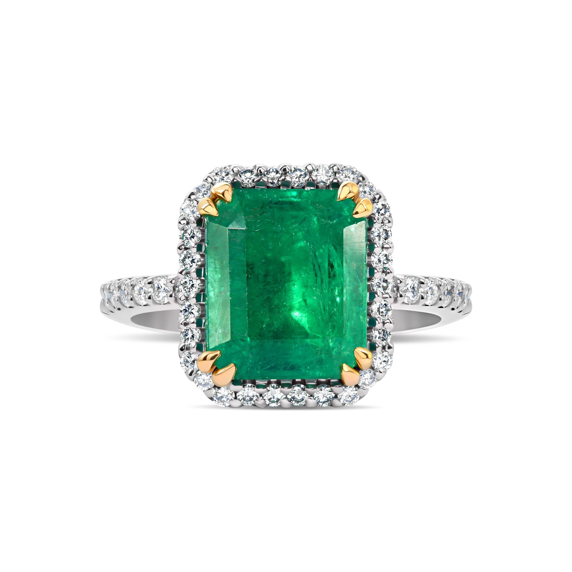Кольцо с изумрудом 4.25 карат в белом золоте от Parure Atelier
