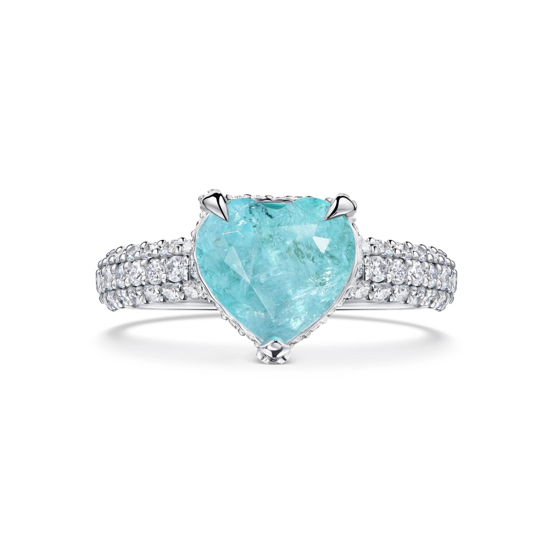 Кольцо с турмалином Параиба 2.29 карат в белом золоте.