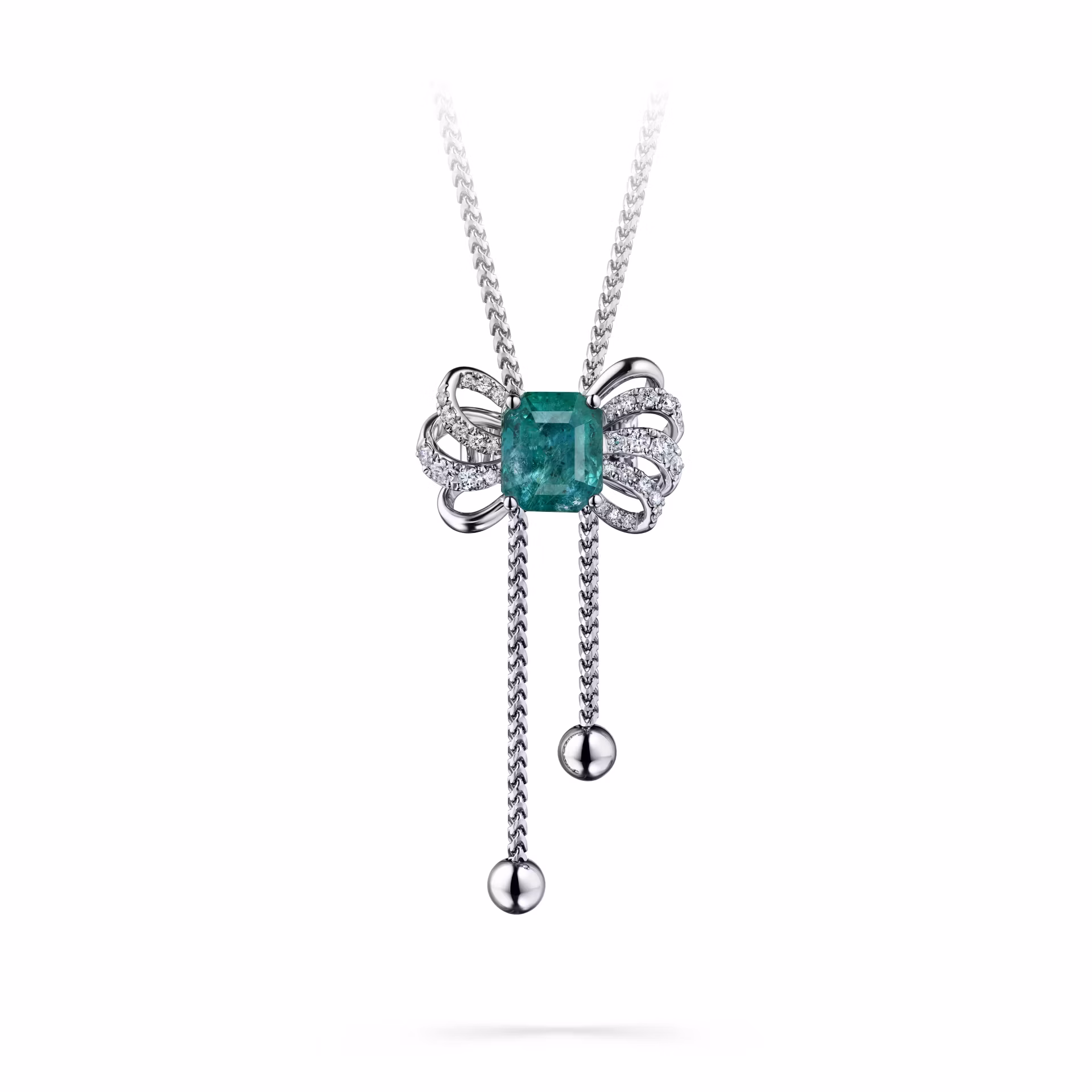 Necklace with emerald "octagon" 2.05 ct Green Zambia