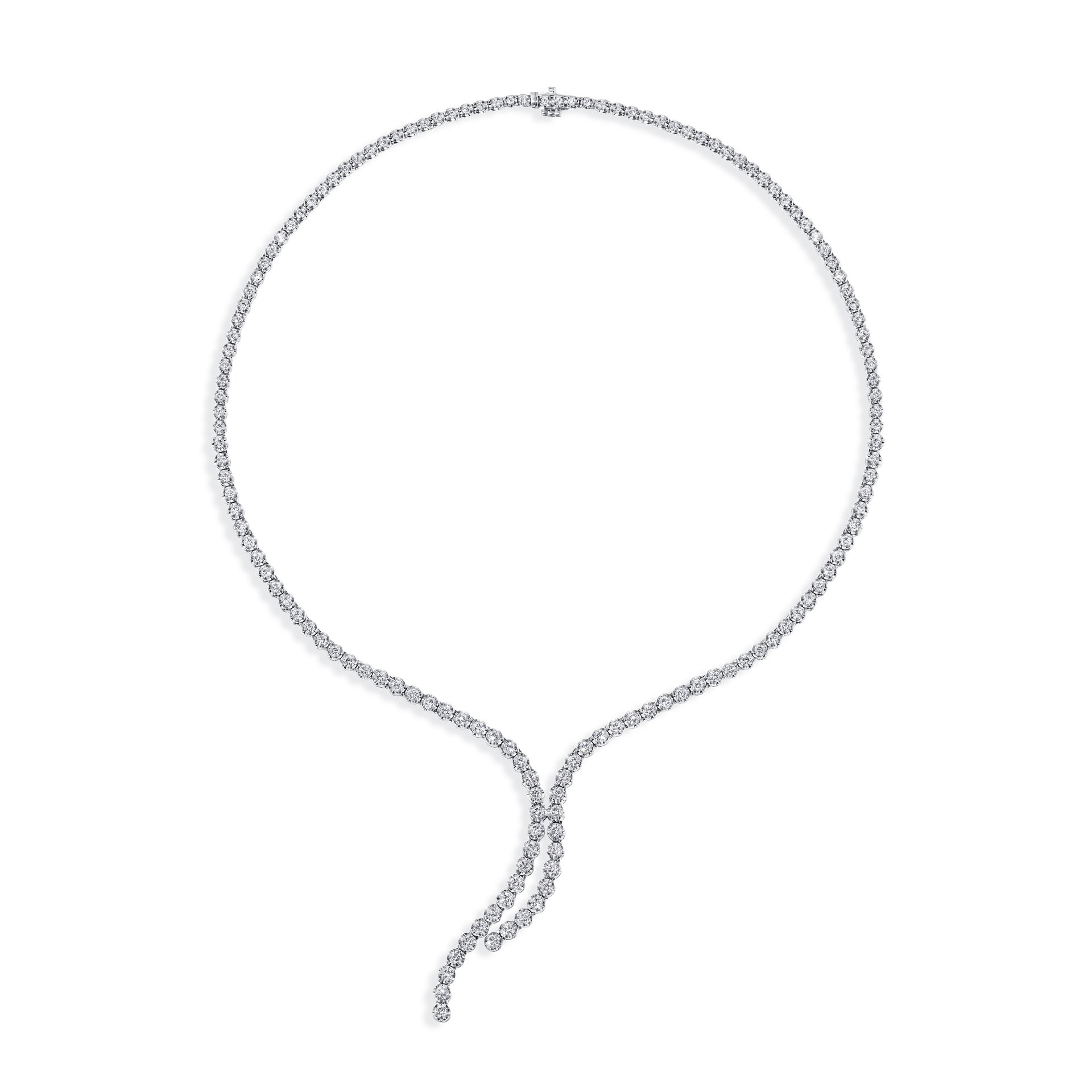 Колье-галстук из белого золота с бриллиантом 6.478 карат