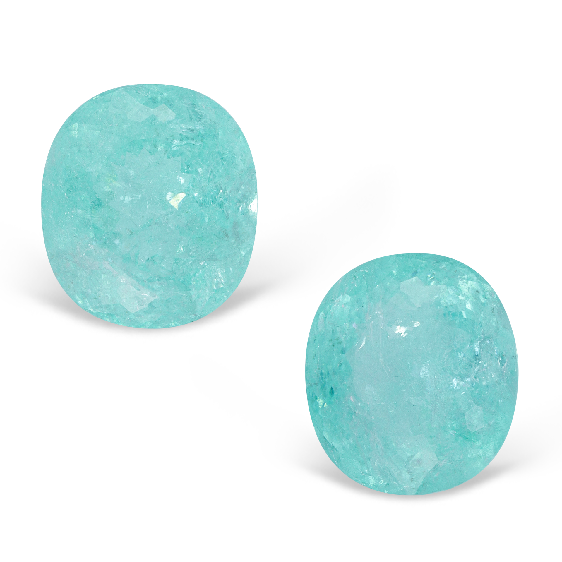 Пара турмалинов Параиба 9.93 и 8.61 карат, яркие голубые оттенки