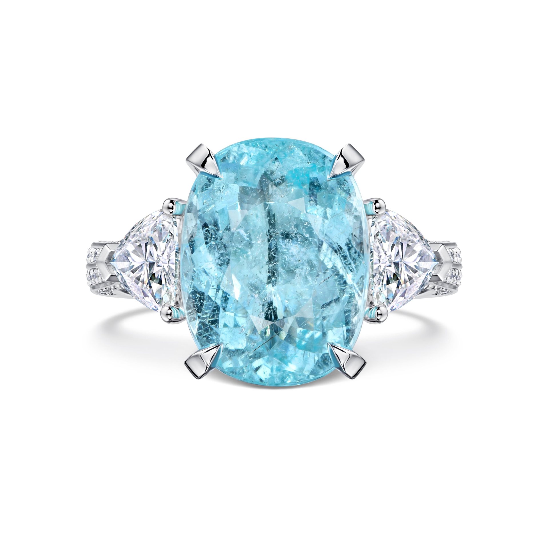 Кольцо из белого золота с турмалином Параиба 5.41 карат