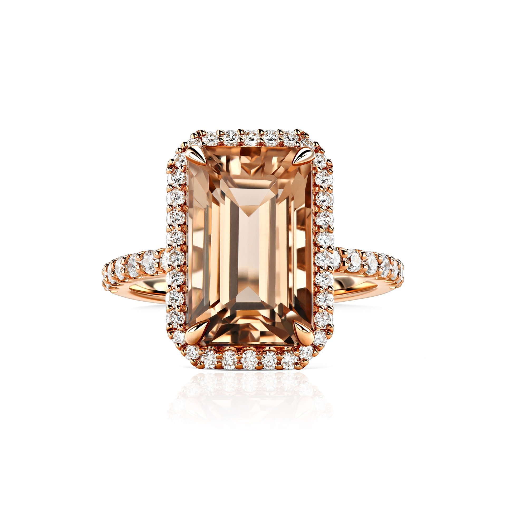 Кольцо с морганитом 5.68 карат в розовом золоте от Parure Atelier