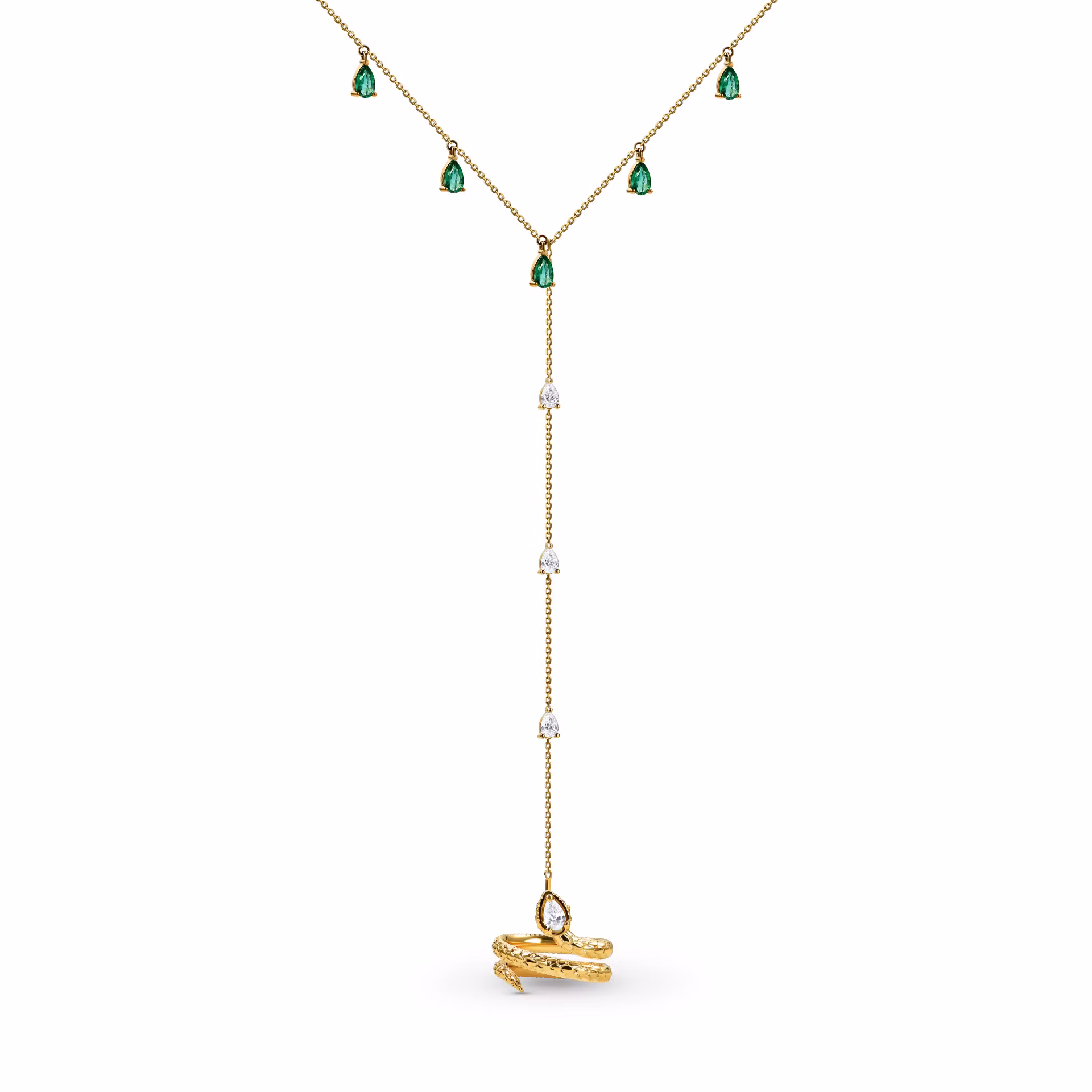 Браслет с кольцом на мизинец из желтого золота с бриллиантом и изумрудом 0.546 кт