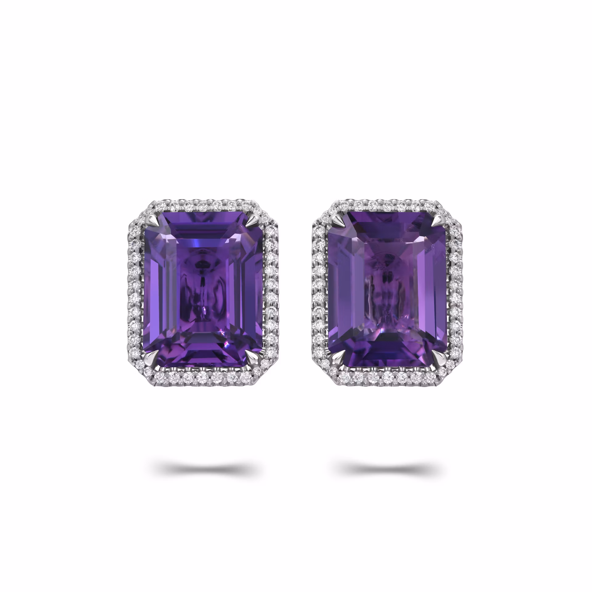 Пусеты с крупными аметистами 11.2 карата, изысканный дизайн.