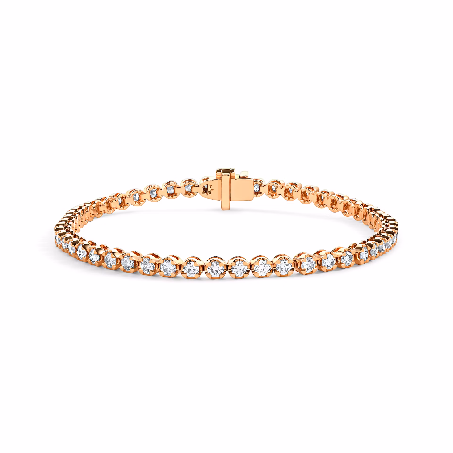 Теннисный браслет из розового золота с бриллиантом 3.027 карат