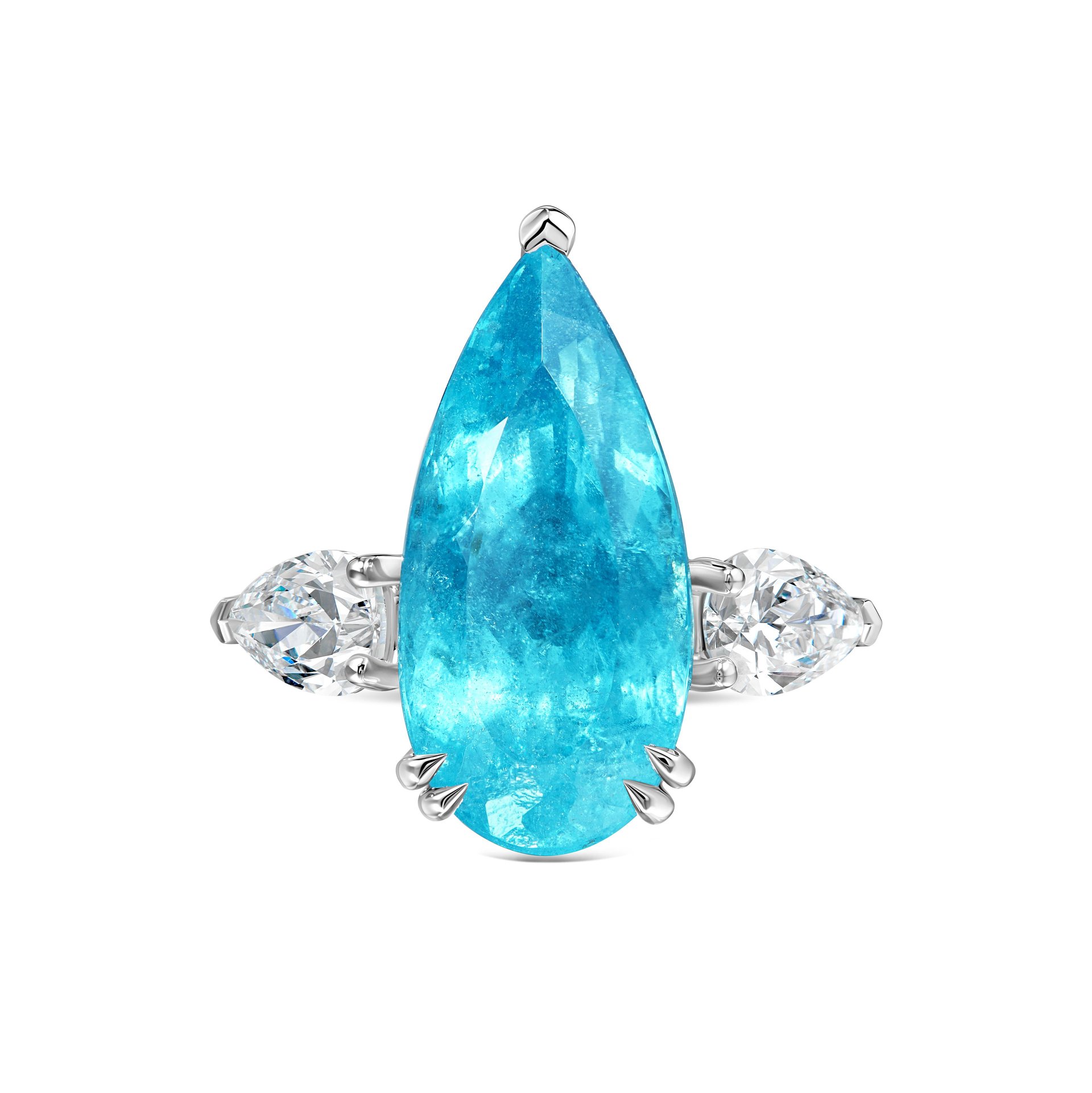 Кольцо из белого золота с турмалином Параиба 11.99 карат