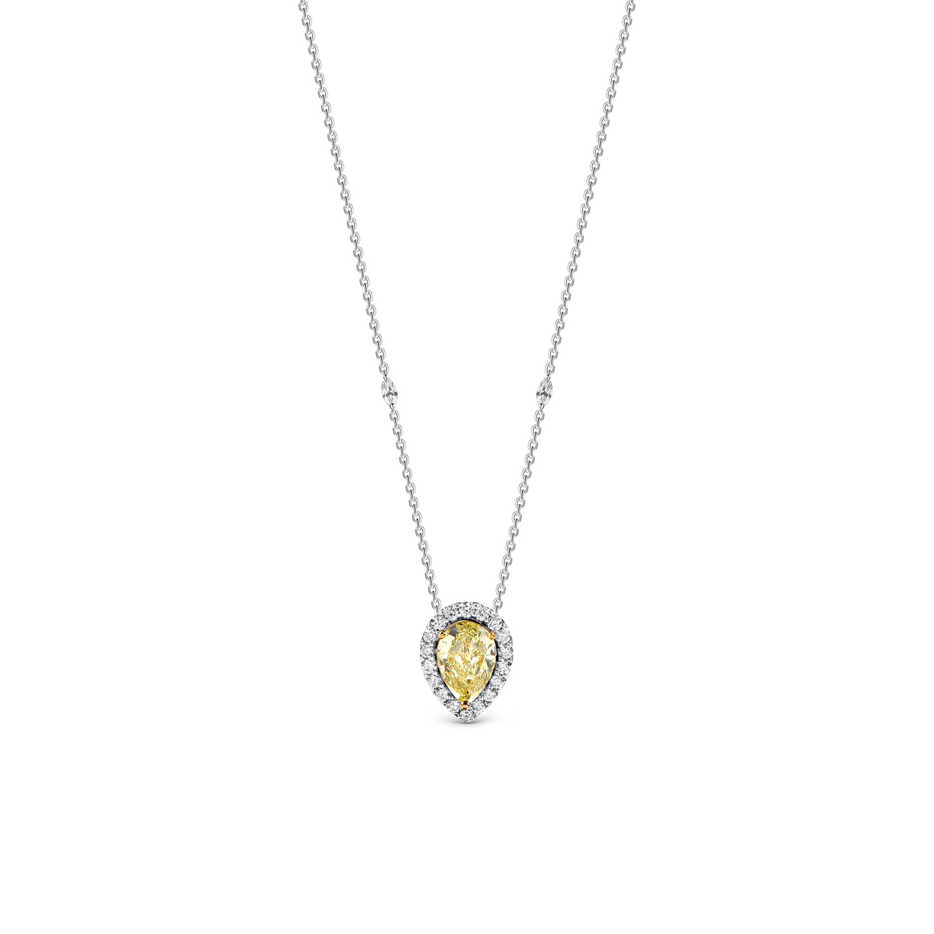 Подвеска с жёлтым бриллиантом 1.14 карат в белом золоте