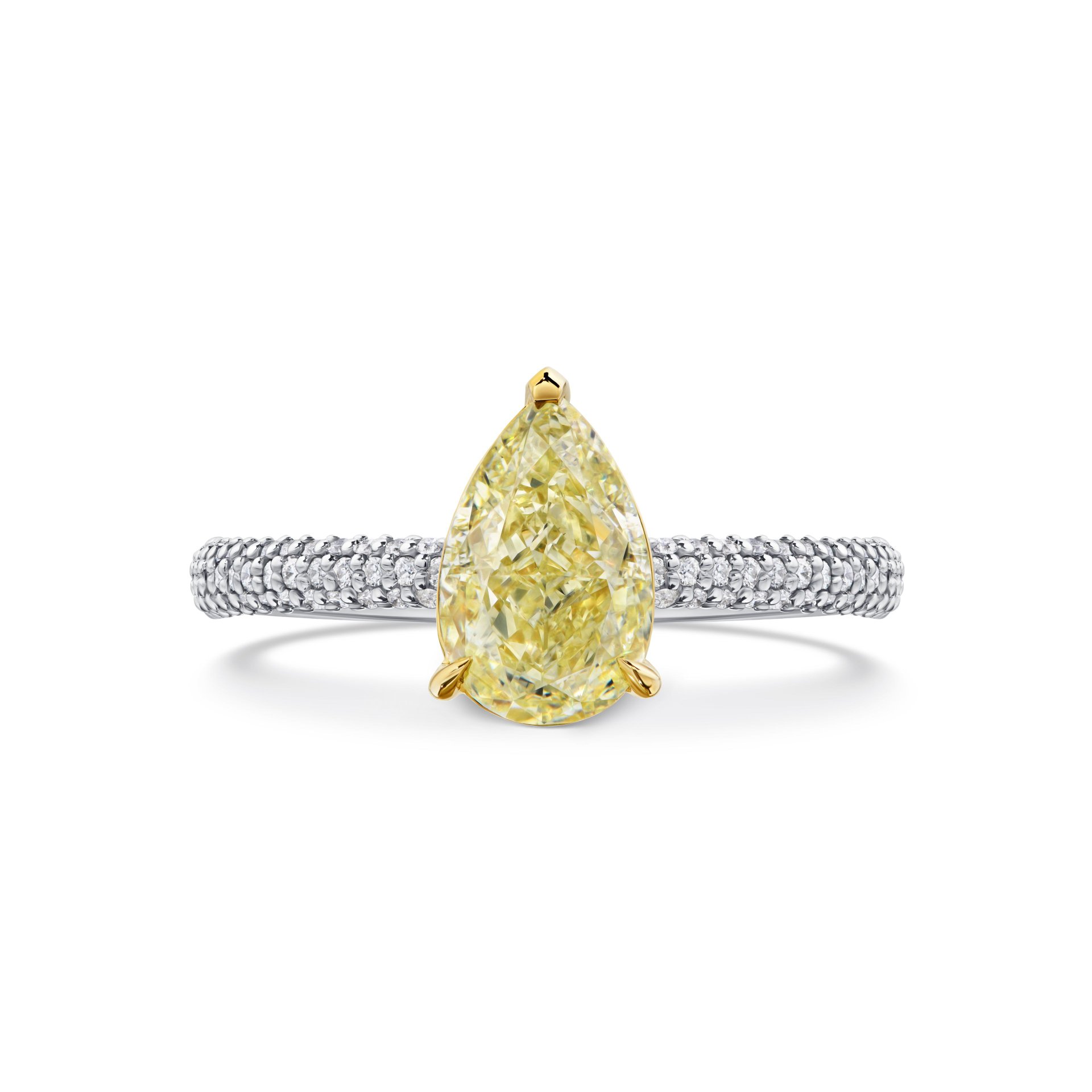 Кольцо с желтым бриллиантом 1.5 карат в белом золоте, Parure Atelier