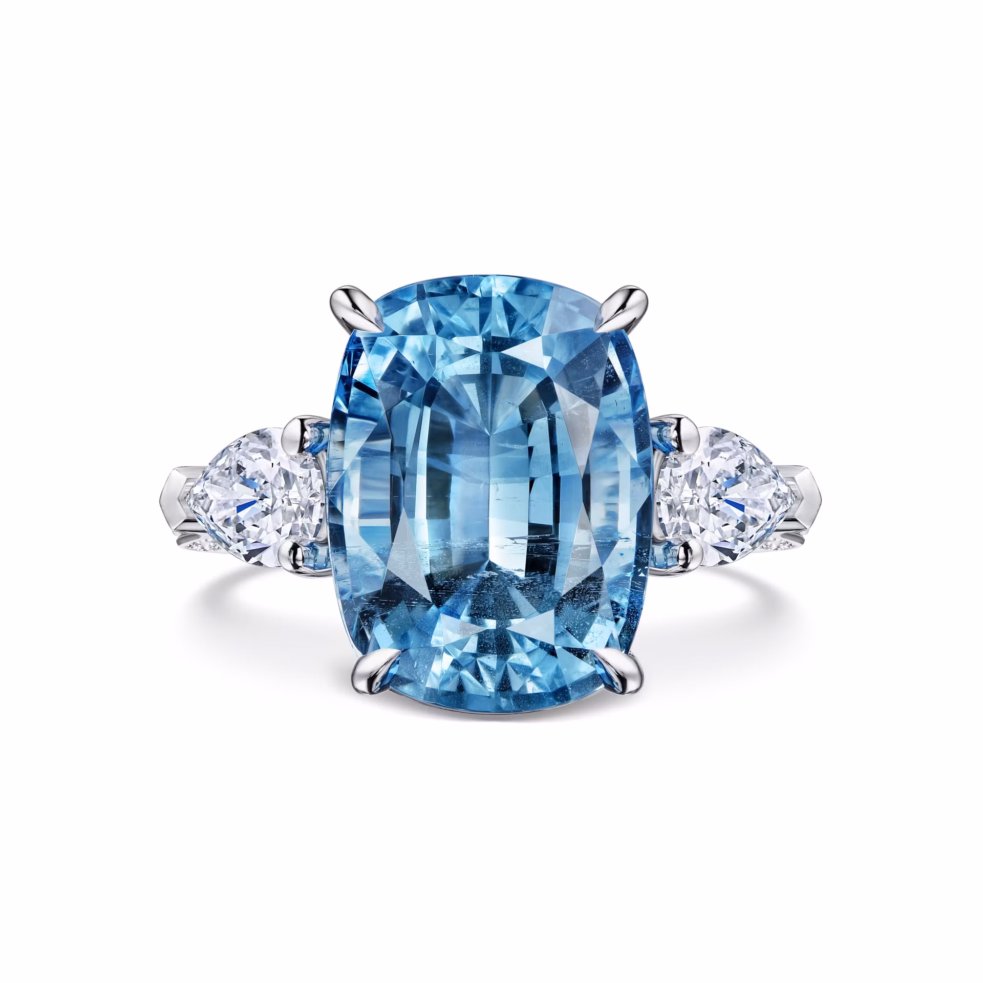 Кольцо из белого золота с аквамарином 5.96 карат, дизайн Parure Atelier