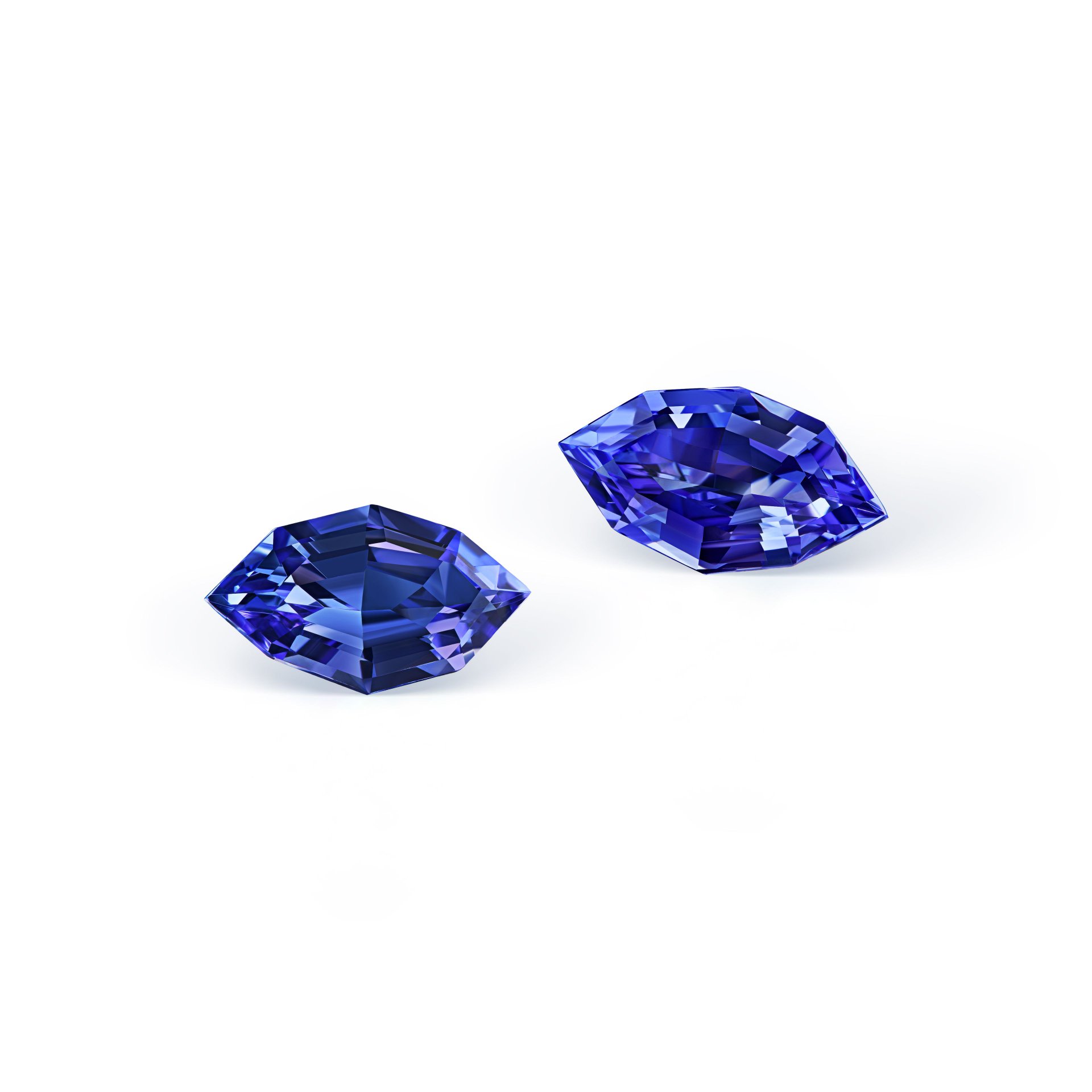 Пара танзанитов 3.76 и 4.17 карат в изысканном ювелирном дизайне.