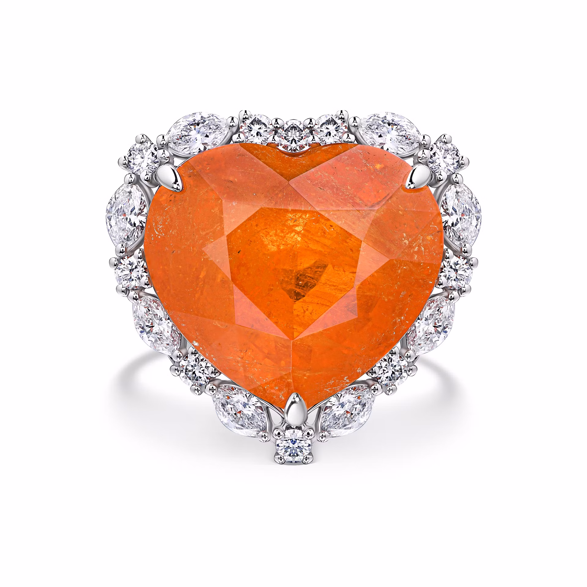 Кольцо из белого золота с крупным спессартином 24.452 карата