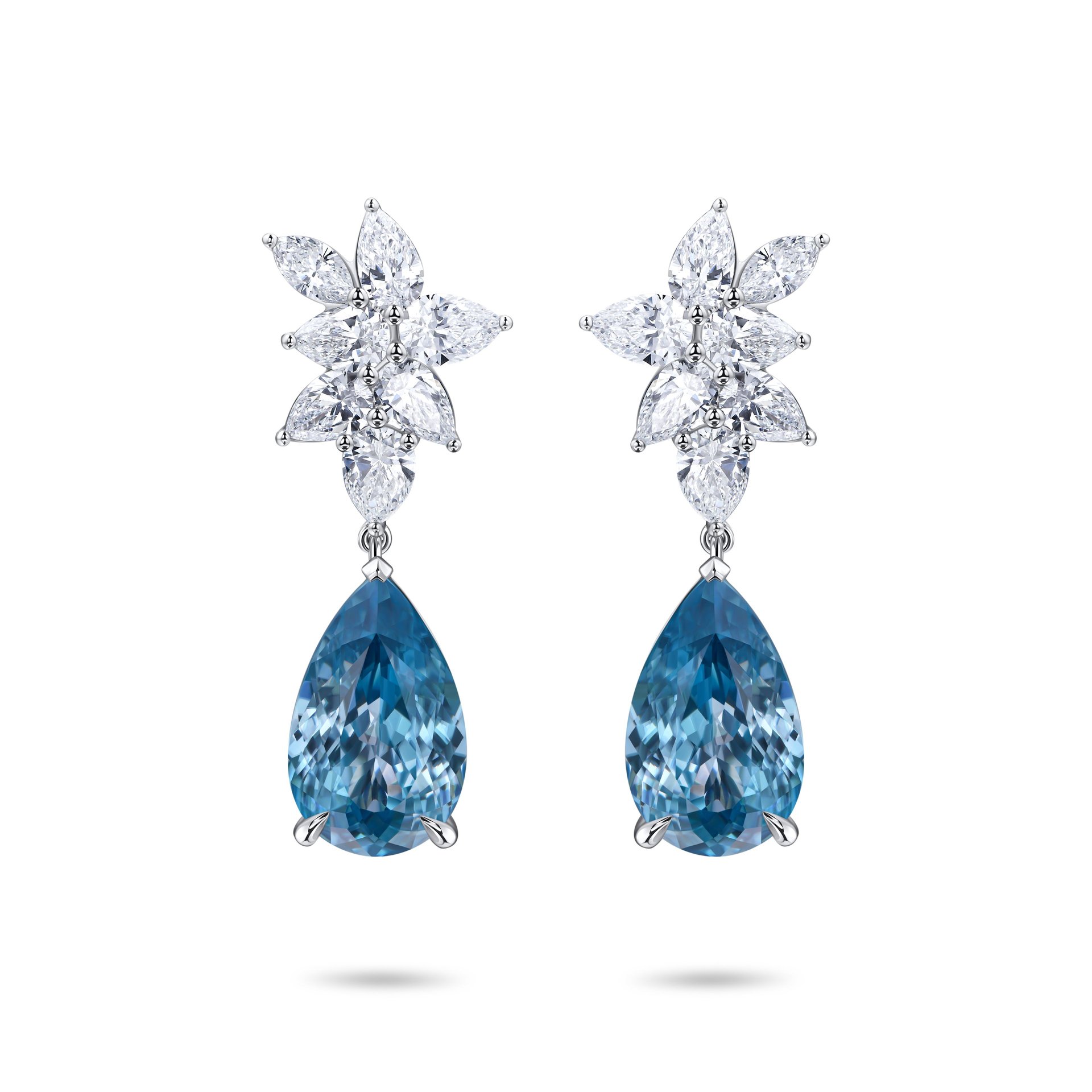 Серьги из белого золота с цирконами 5.50 и 5.80 карат