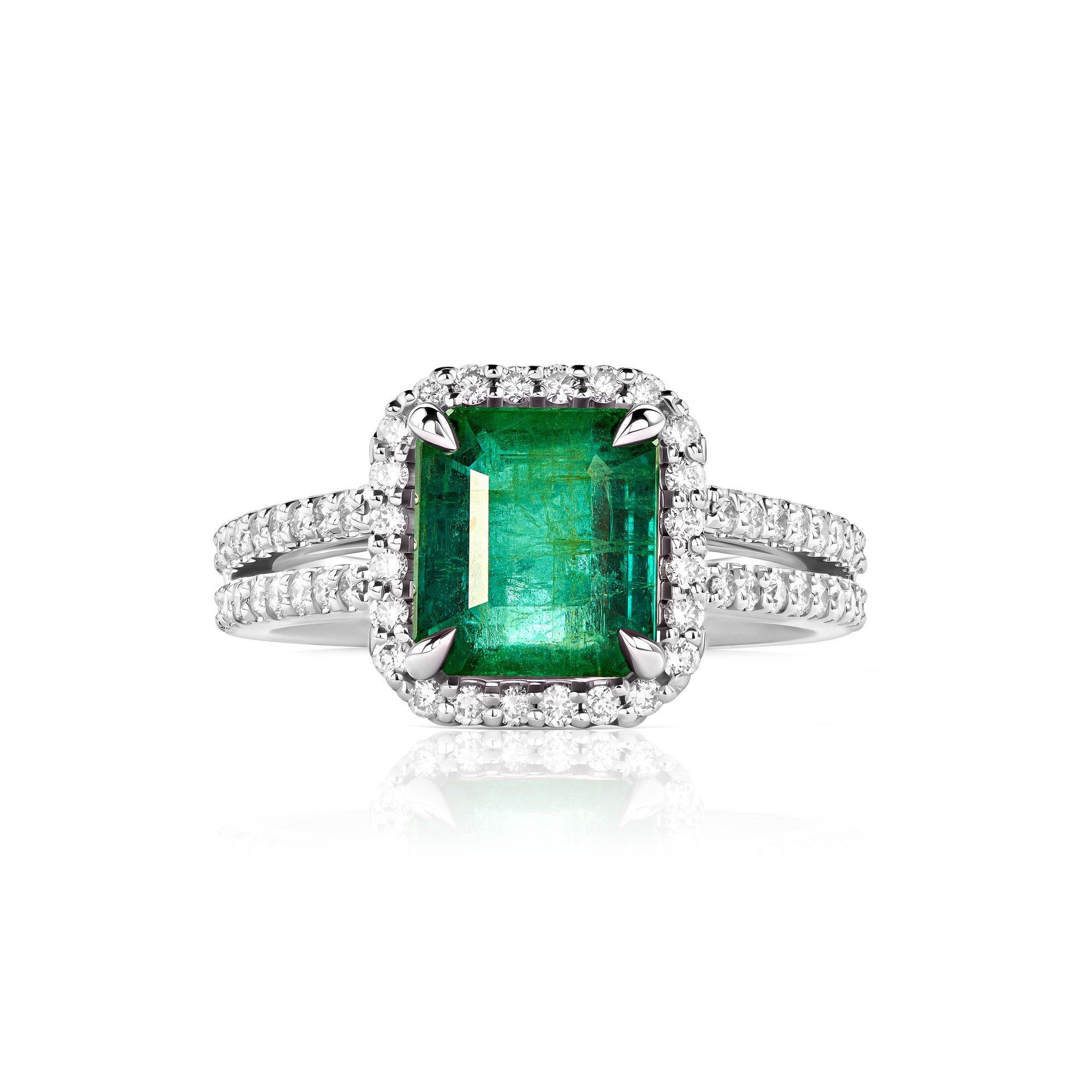 Кольцо с изумрудом 2.36 карат в белом золоте от Parure Atelier