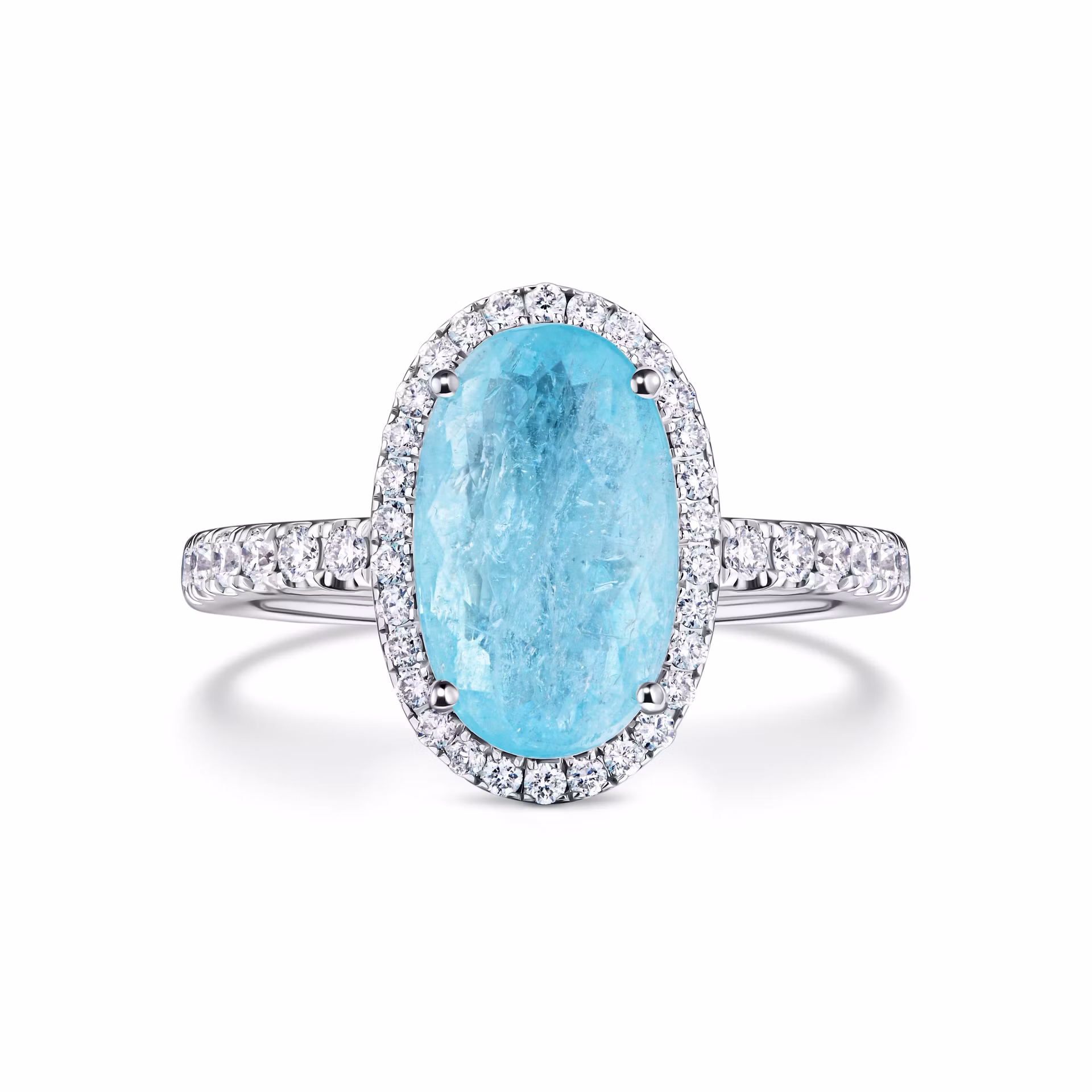 Кольцо из белого золота с турмалином Параиба 2.97 карат