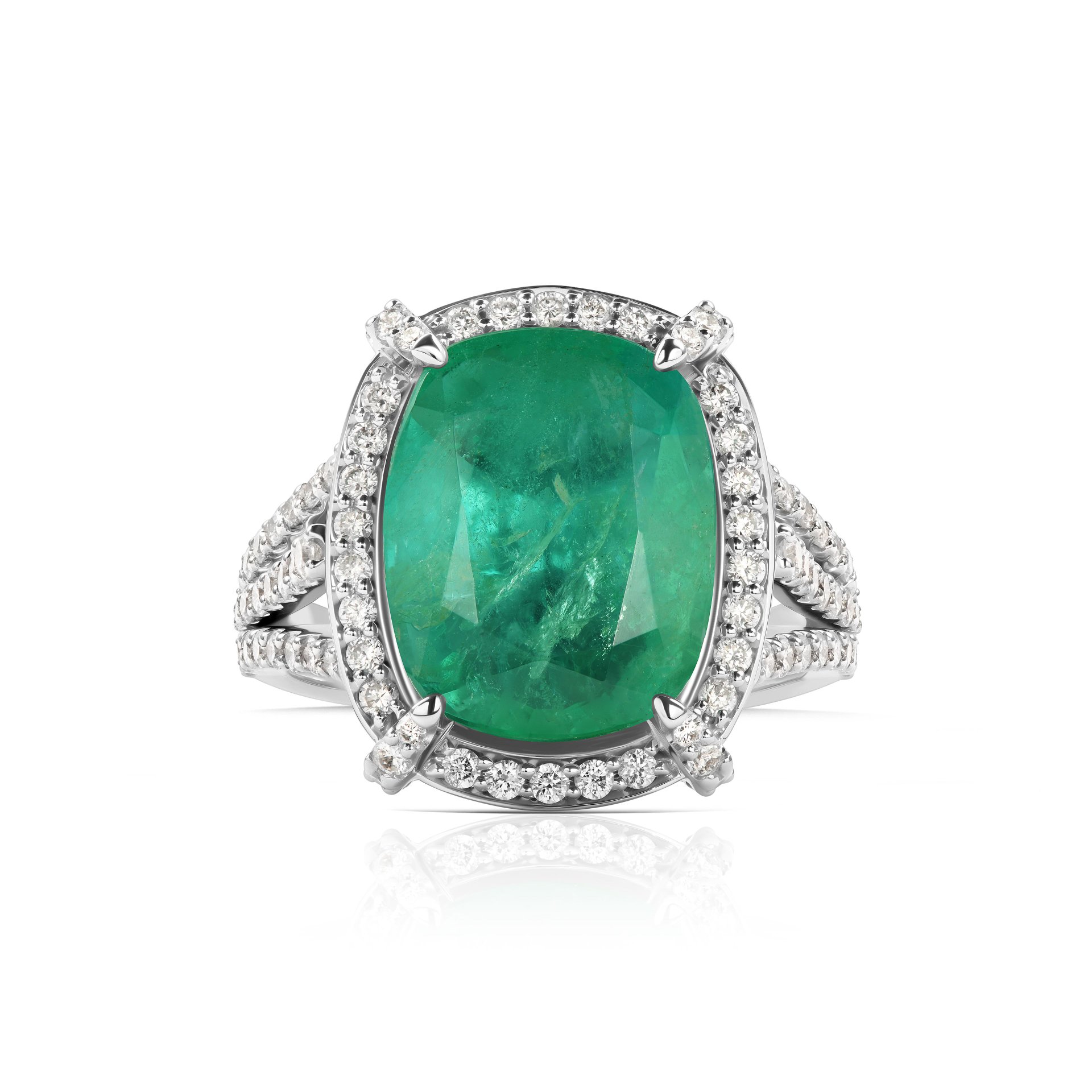 Кольцо с изумрудом 5.19 карат в белом золоте, дизайн Parure Atelier