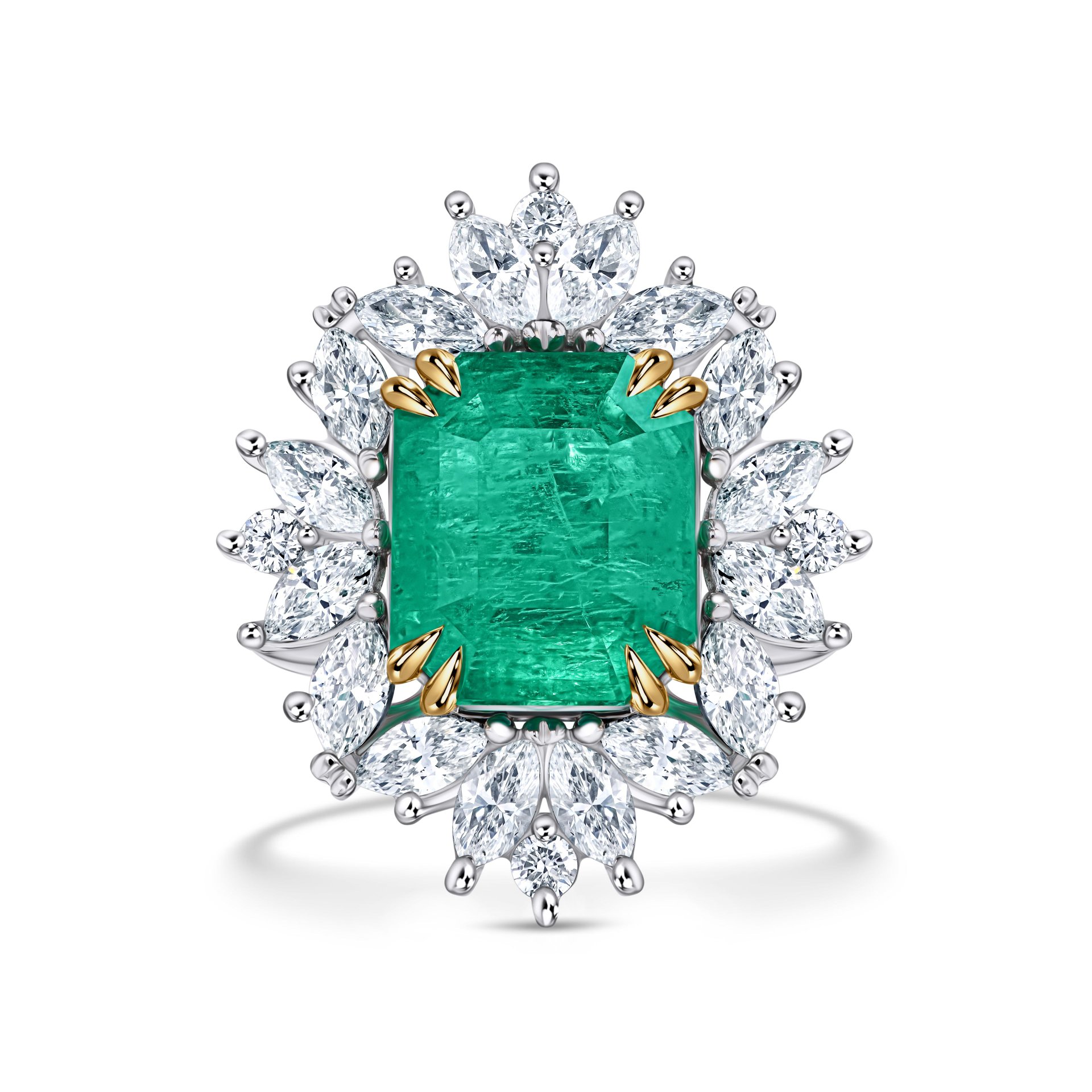 Кольцо с изумрудом 3.87 карат в белом золоте от Parure Atelier