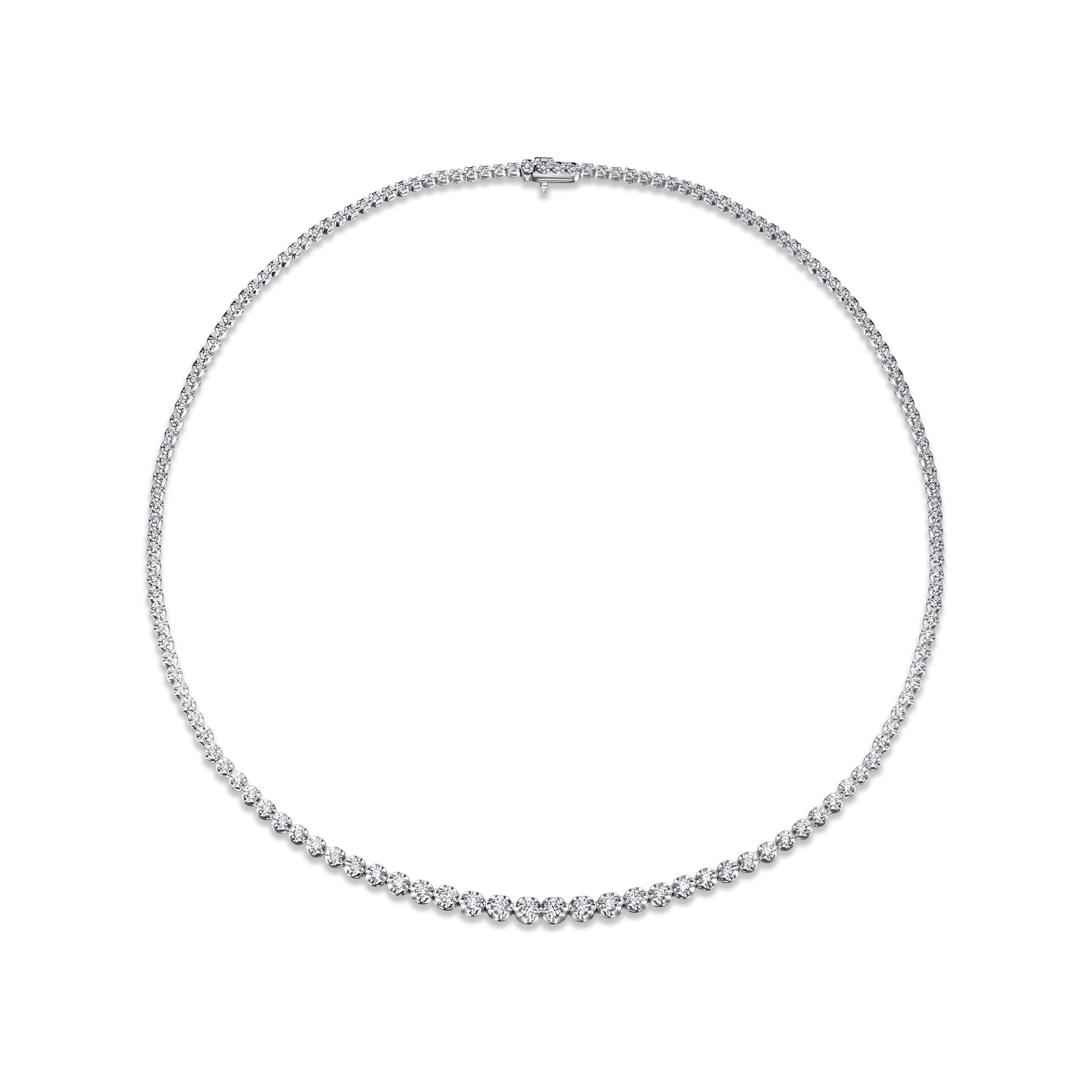 Теннисное колье из белого золота с бриллиантами 3.02 карата