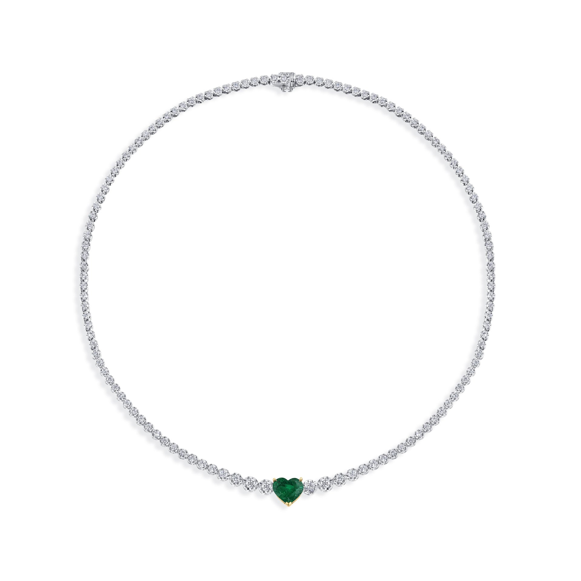 Колье с изумрудом 5.58 карат и бриллиантами в белом золоте