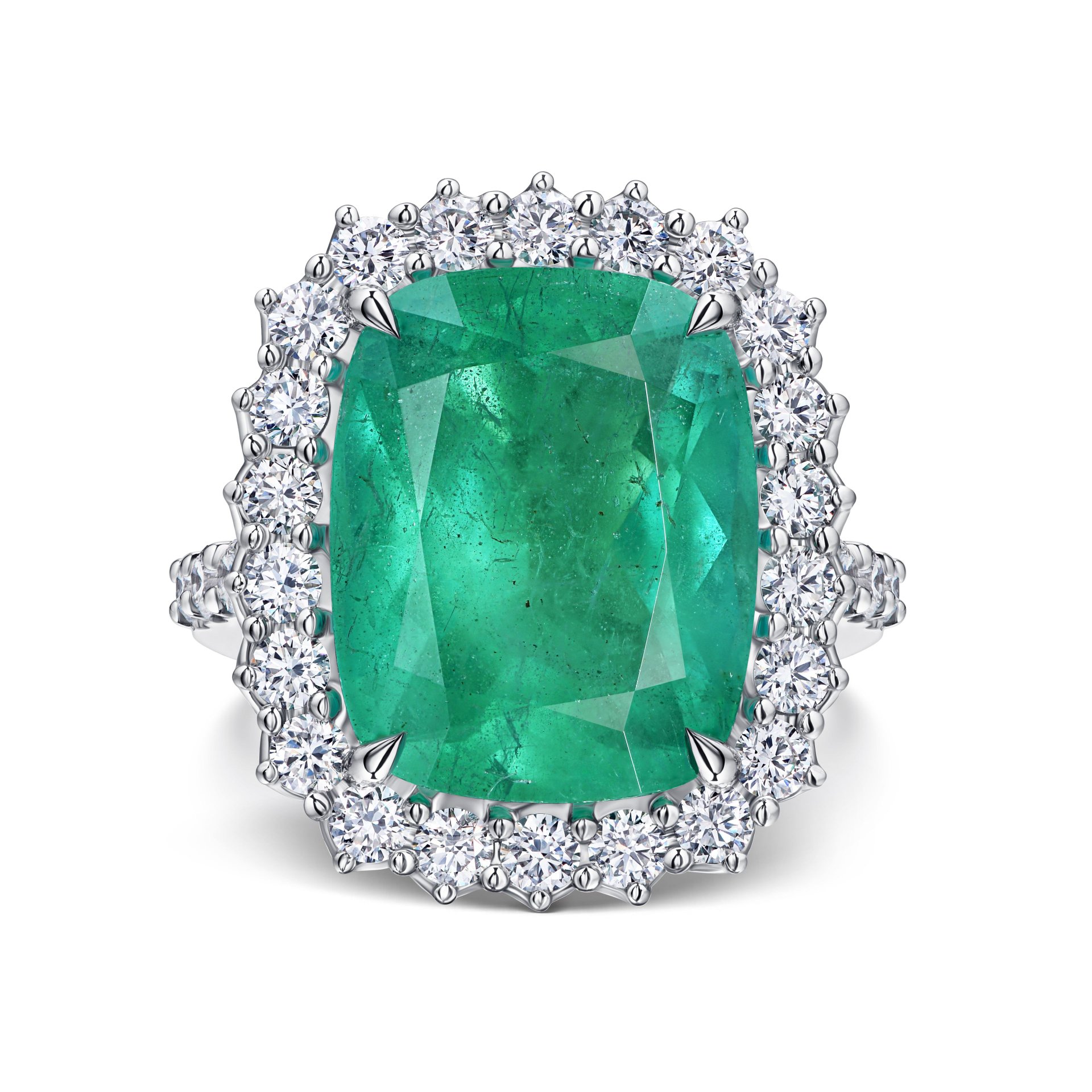 Кольцо из белого золота с изумрудом 7.16 карат.