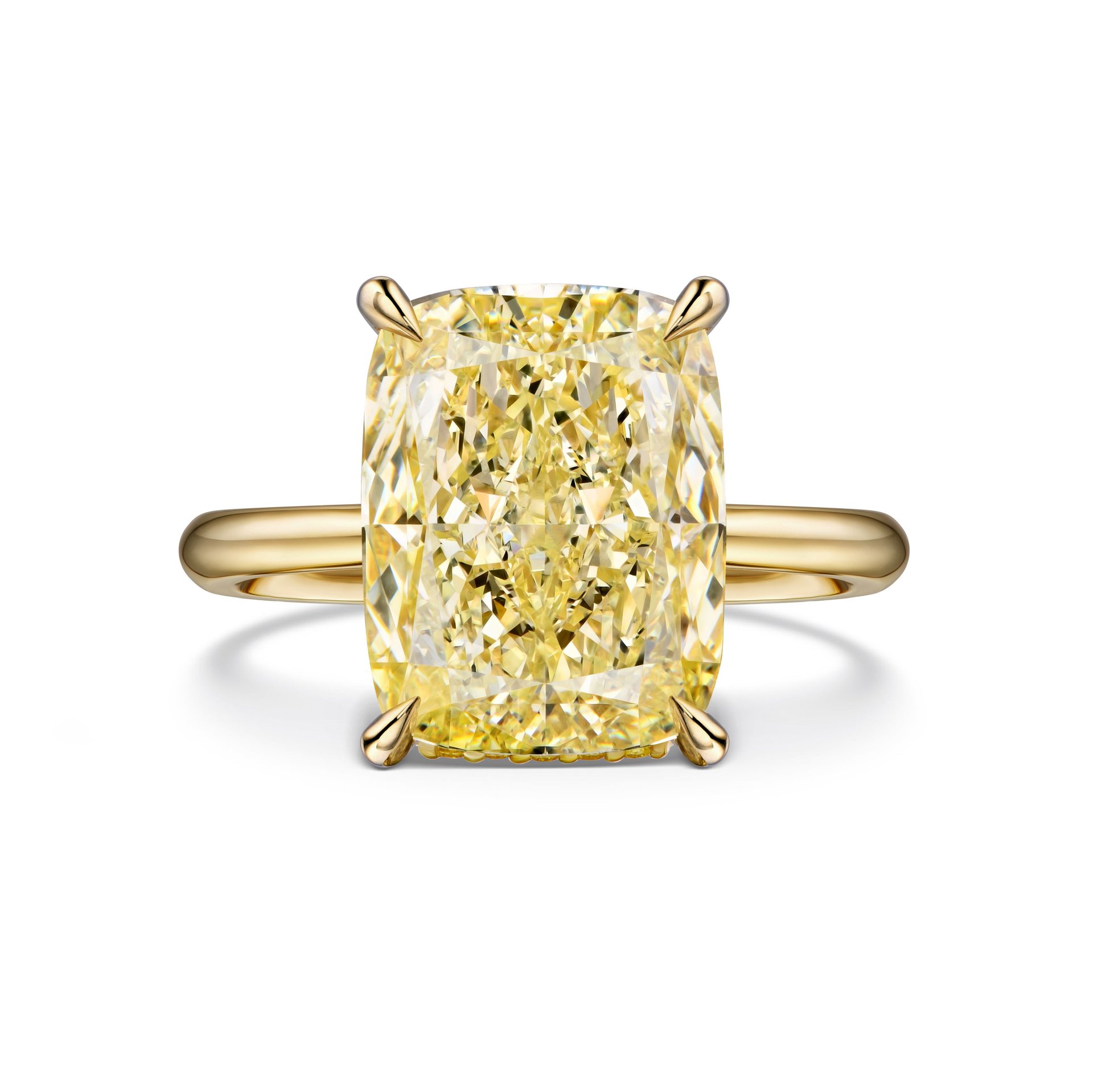 Кольцо с желтым бриллиантом 5.93 карата в жёлтом золоте