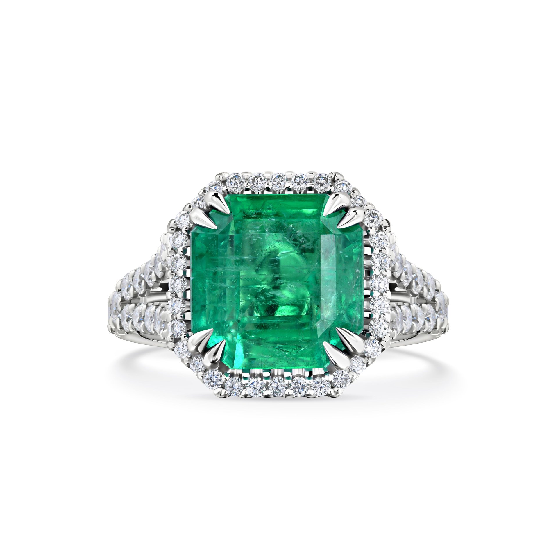 Кольцо с изумрудом 3.71 карат в белом золоте от Parure Atelier