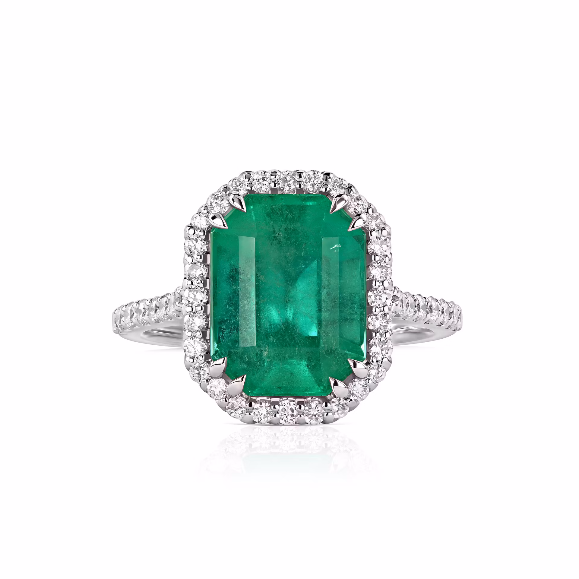 Кольцо с изумрудом 4.08 карат в белом золоте от Parure Atelier
