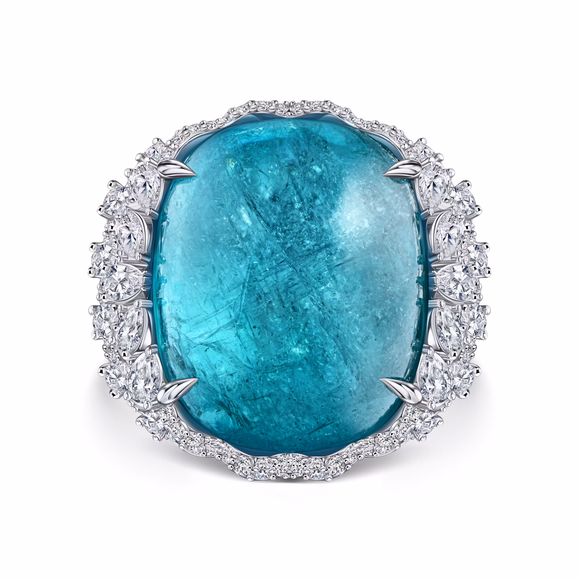 Кольцо Éclat с крупным турмалином Параиба 45.2 карат в белом золоте