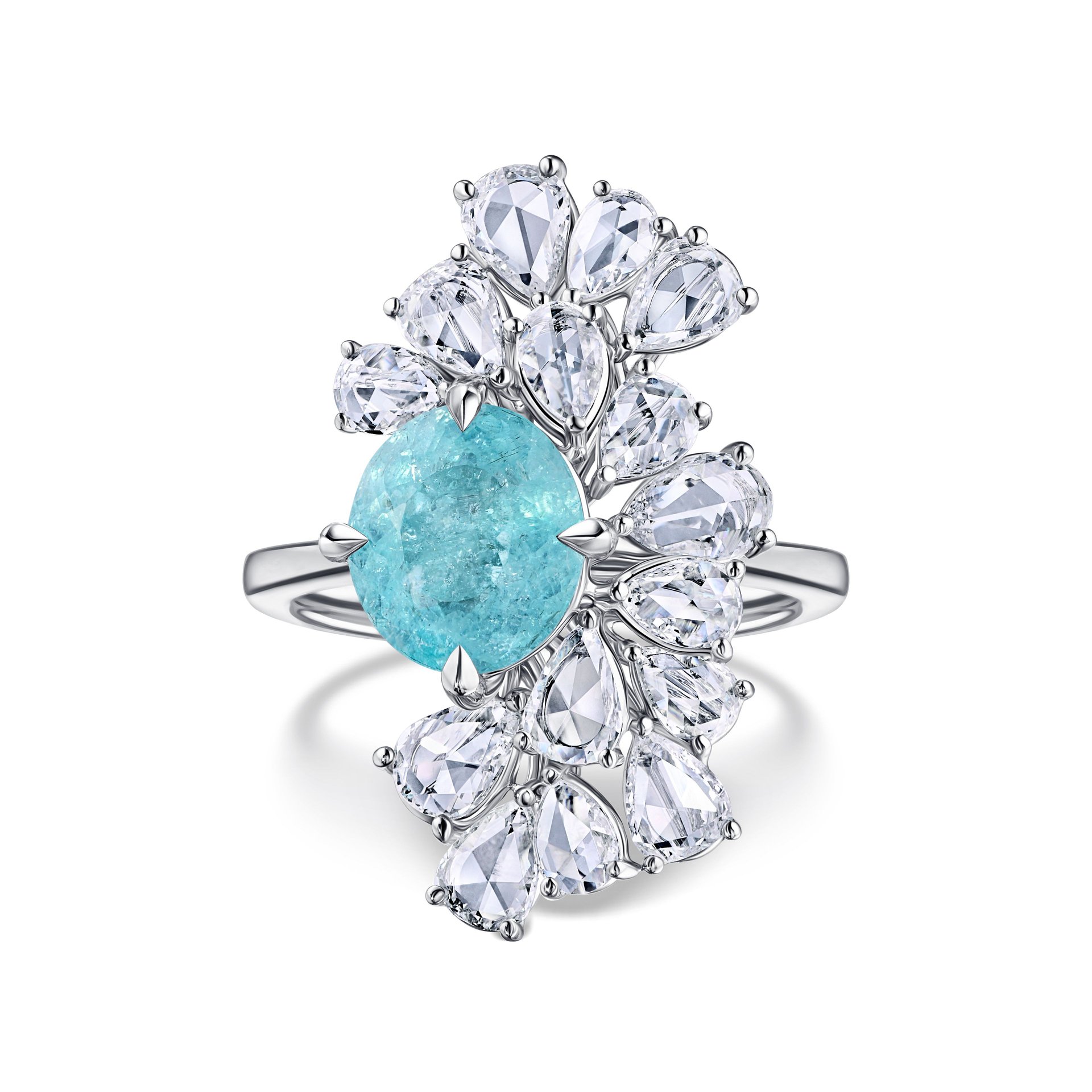 Кольцо из белого золота с турмалином Параиба 1.94 карата