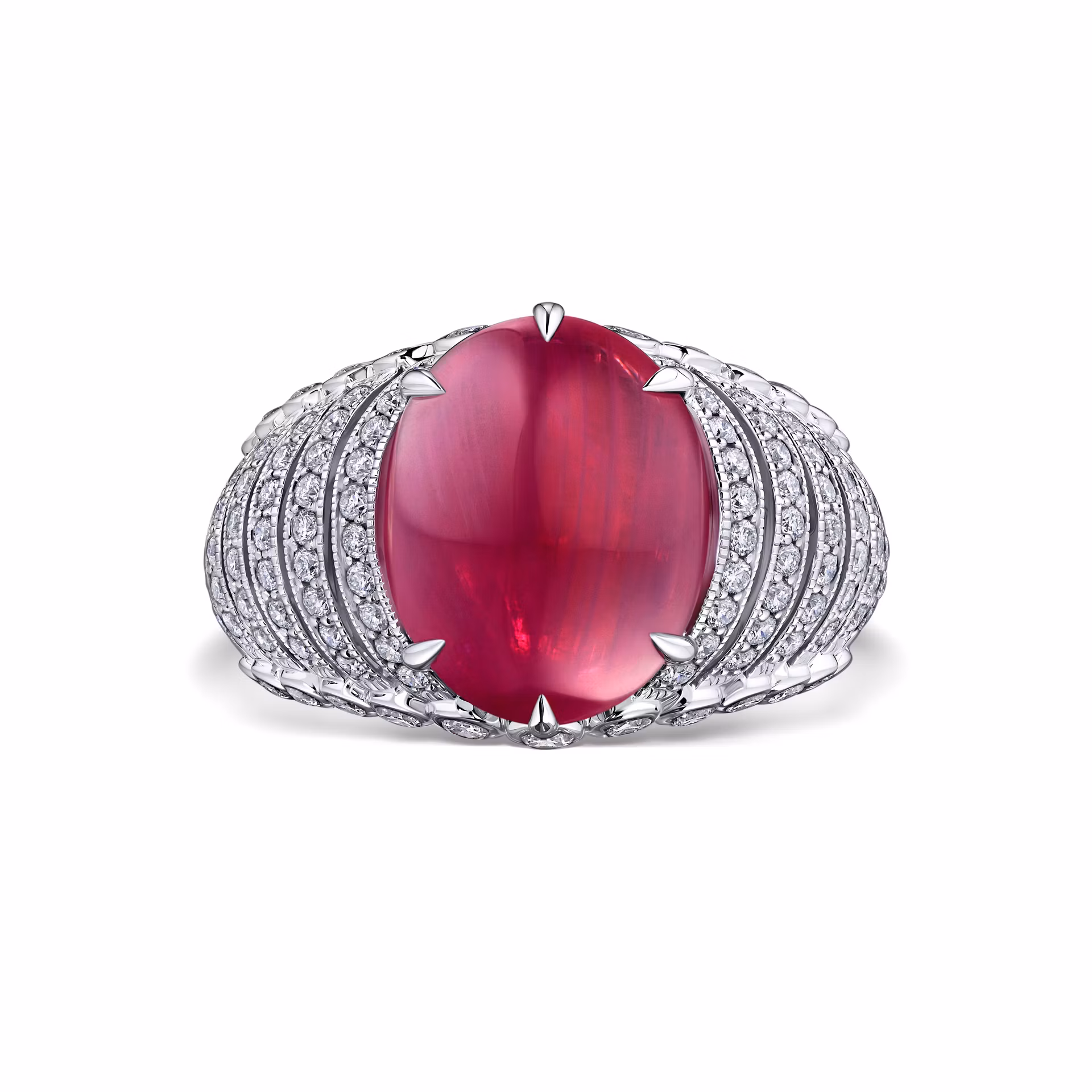 Кольцо с крупным рубином 8.69 карат в белом золоте от Parure Atelier