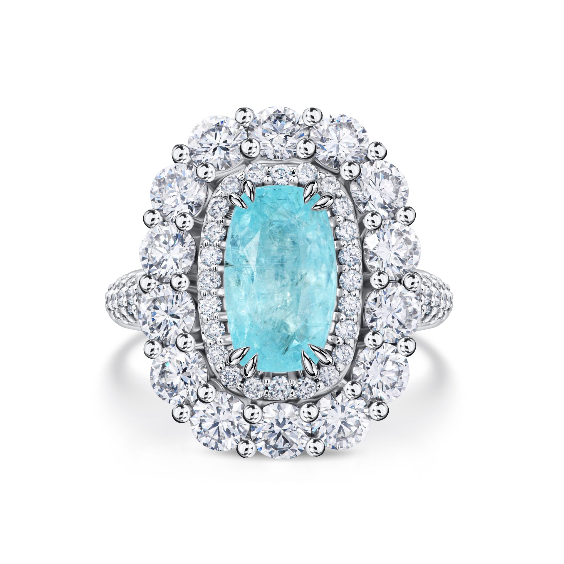 Кольцо из белого золота с турмалином Параиба 2.51 карат.