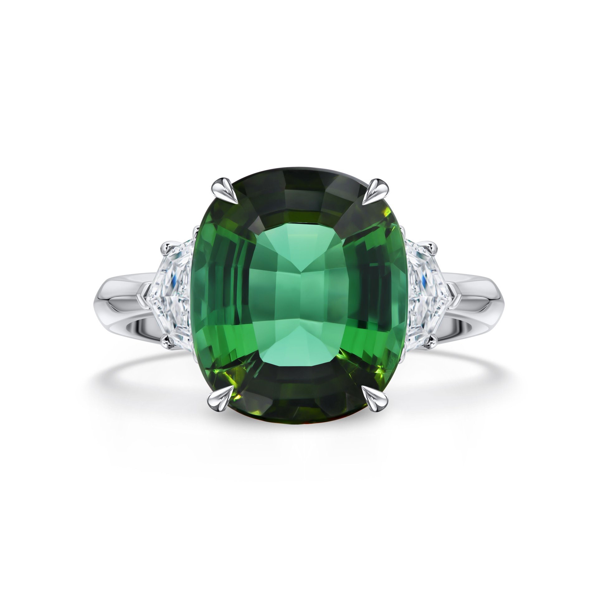 Кольцо из белого золота с турмалином 5.03 карата.