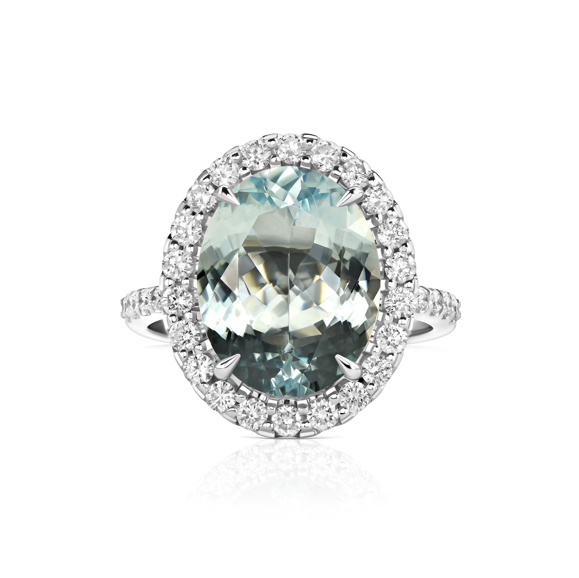 Кольцо с турмалином Параиба 4.95 карат в белом золоте