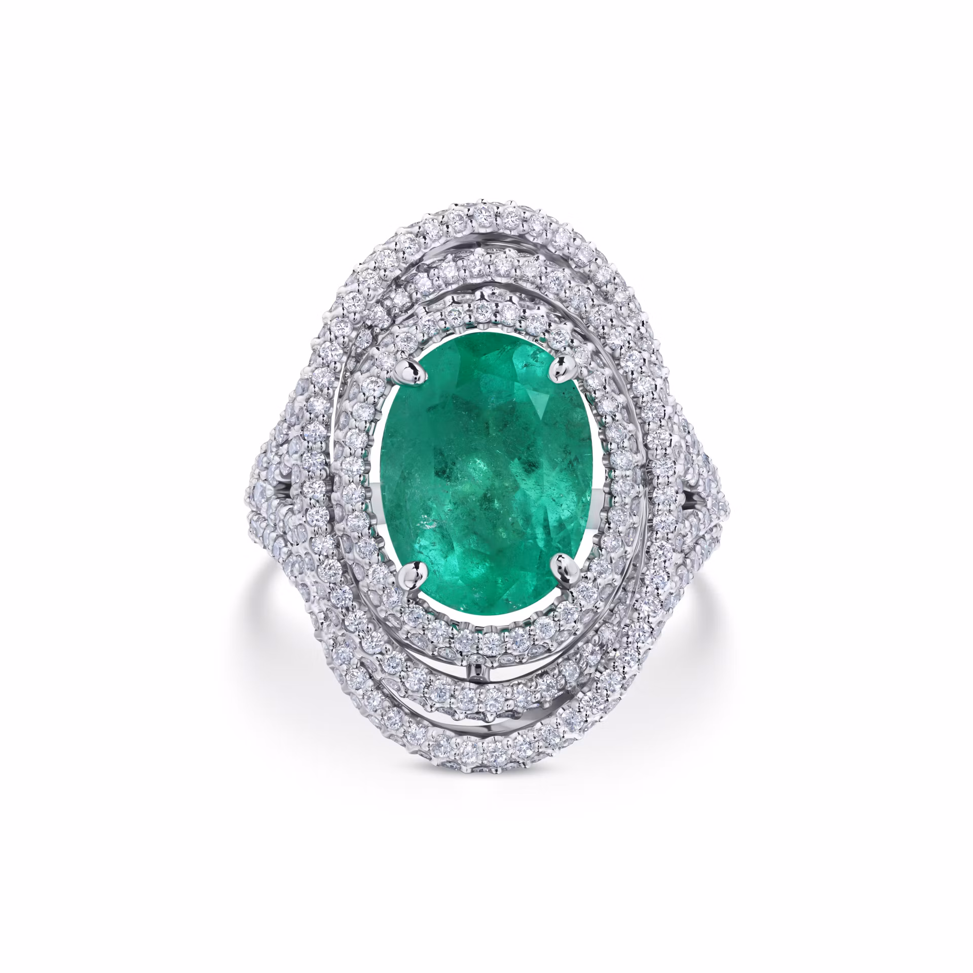 Кольцо с изумрудом 3.89 карат в белом золоте от Parure Atelier