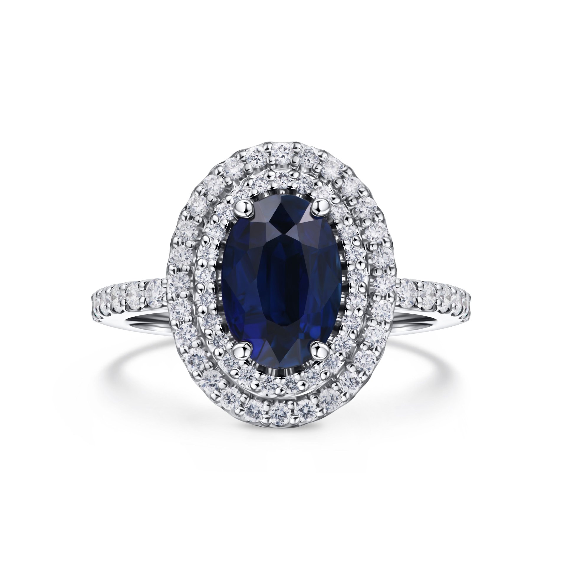 Кольцо с сапфиром 2.04 карата в белом золоте, дизайн Parure Atelier