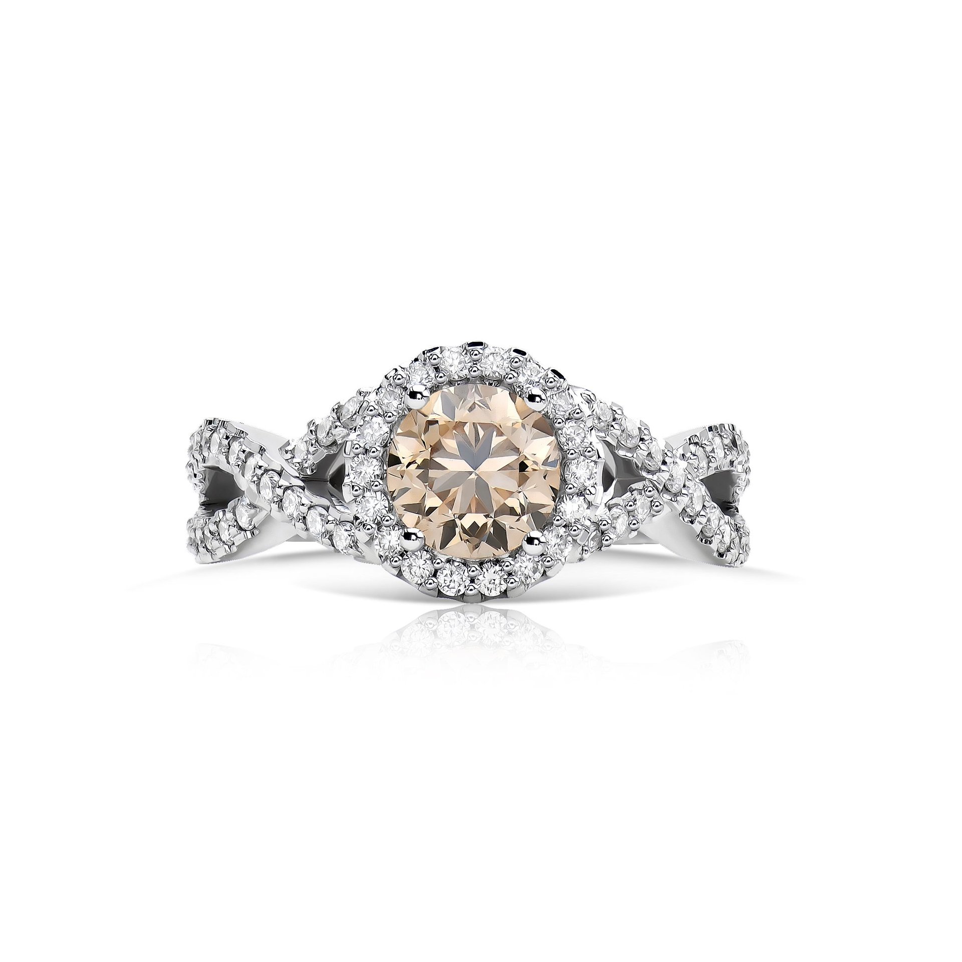 Кольцо с жёлтым бриллиантом 1 карат в белом золоте от Parure Atelier