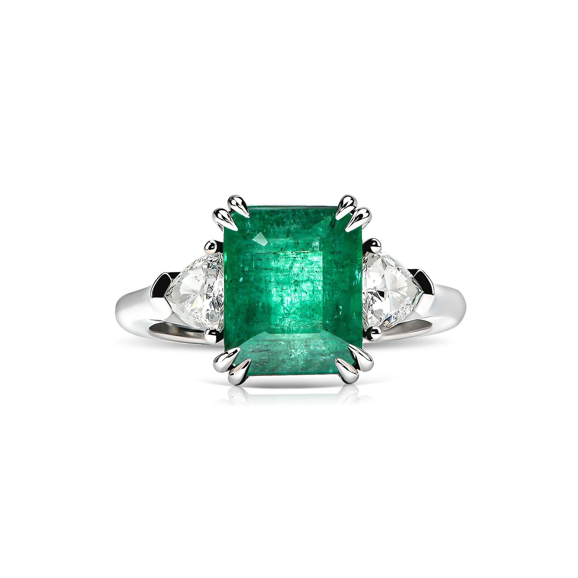 Кольцо с изумрудом 4.28 карат в белом золоте, дизайн Parure Atelier