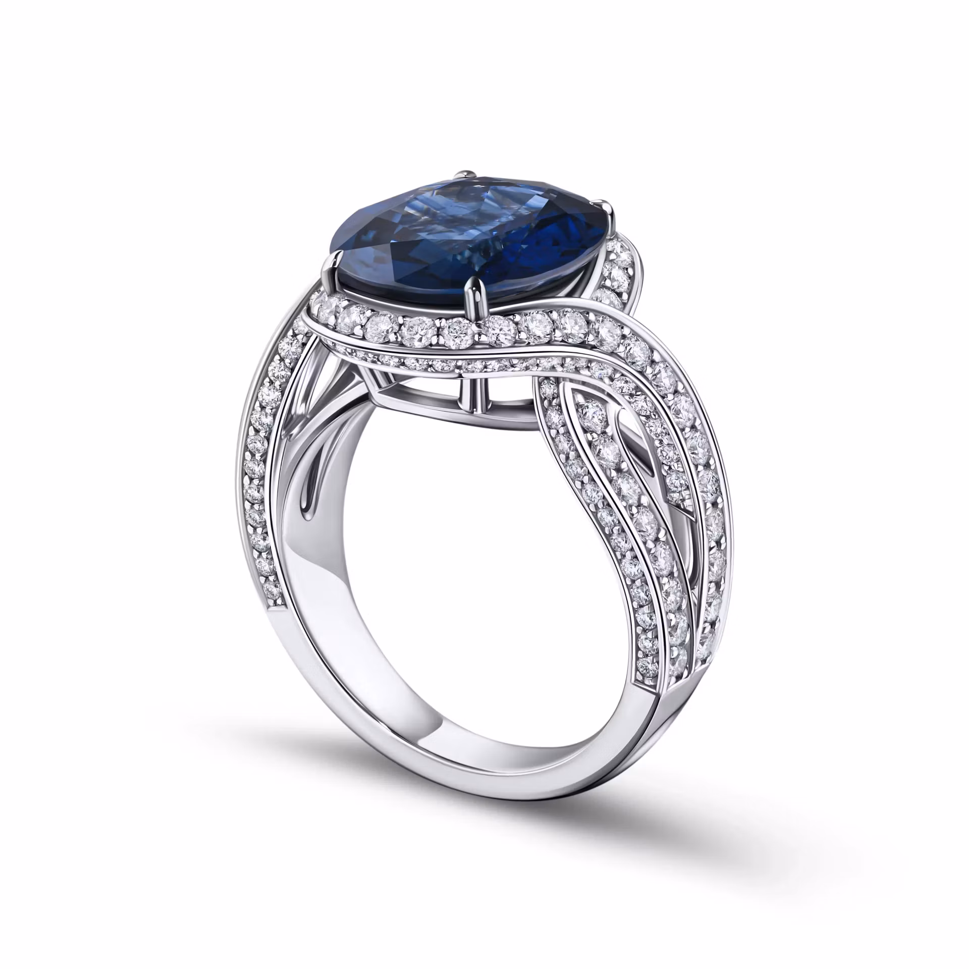 Ring with sapphire 5.99 ct Vivid Blue (Heated) Madagascar GRS/GFCO