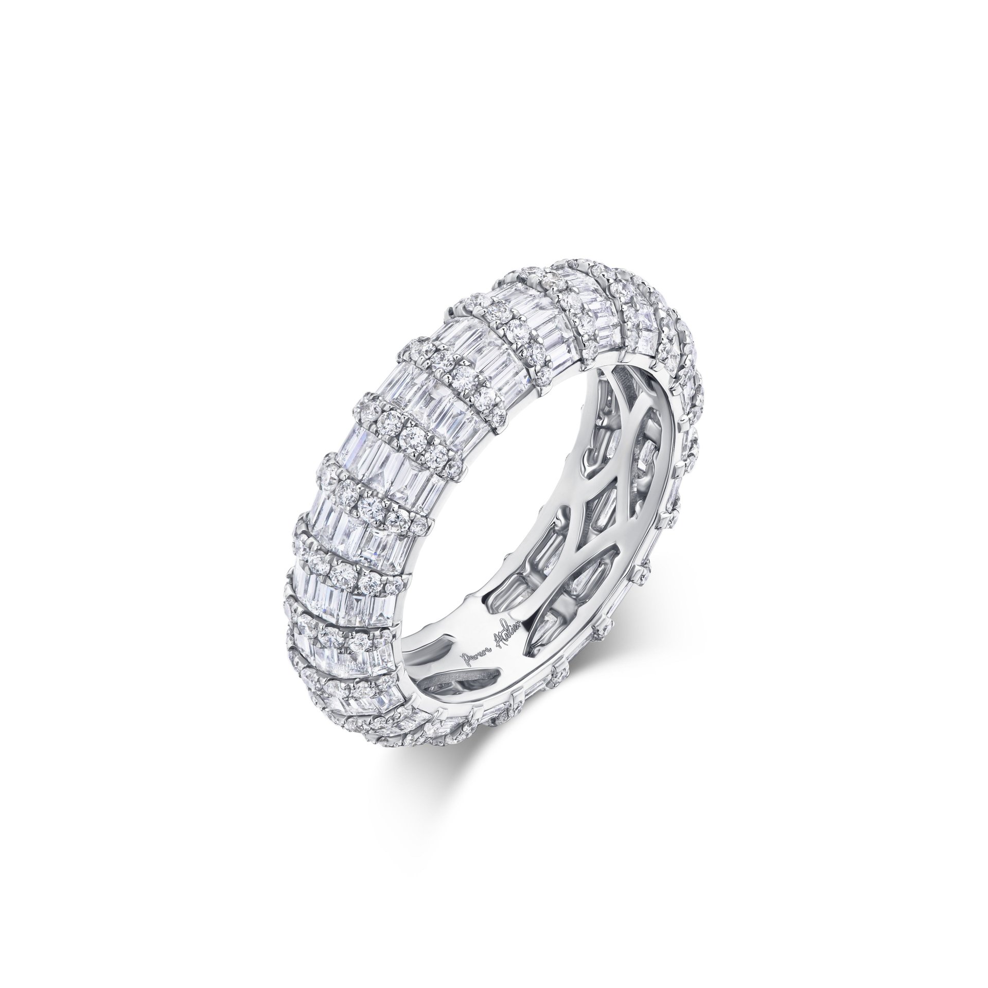 Кольцо-дорожка с бриллиантами 3.37 карат, белое золото, центральный 2.32 кт